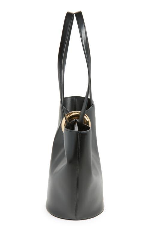 JACQUEMUS The Medium Bambola Asymmetric Leather Bucket Bag In Black 990 Product Image
