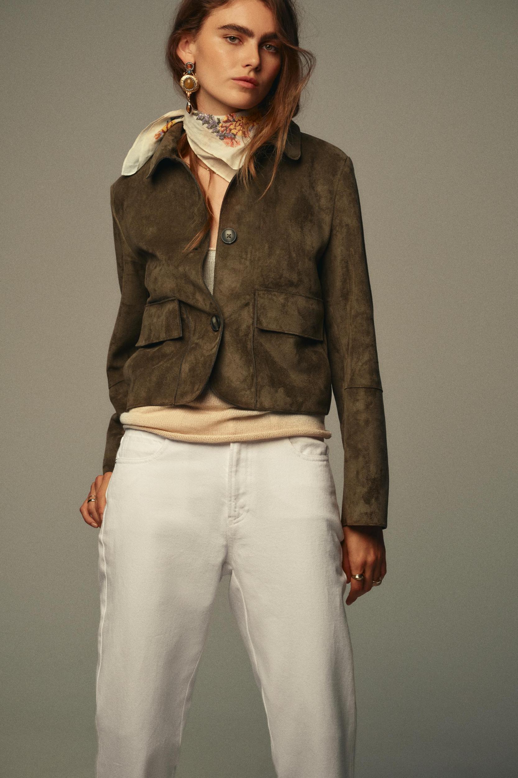 FAUX SUEDE CROPPED JACKET Product Image