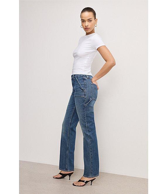 Good American Good Icon Mid-Rise Straight Carpenter Jeans Product Image