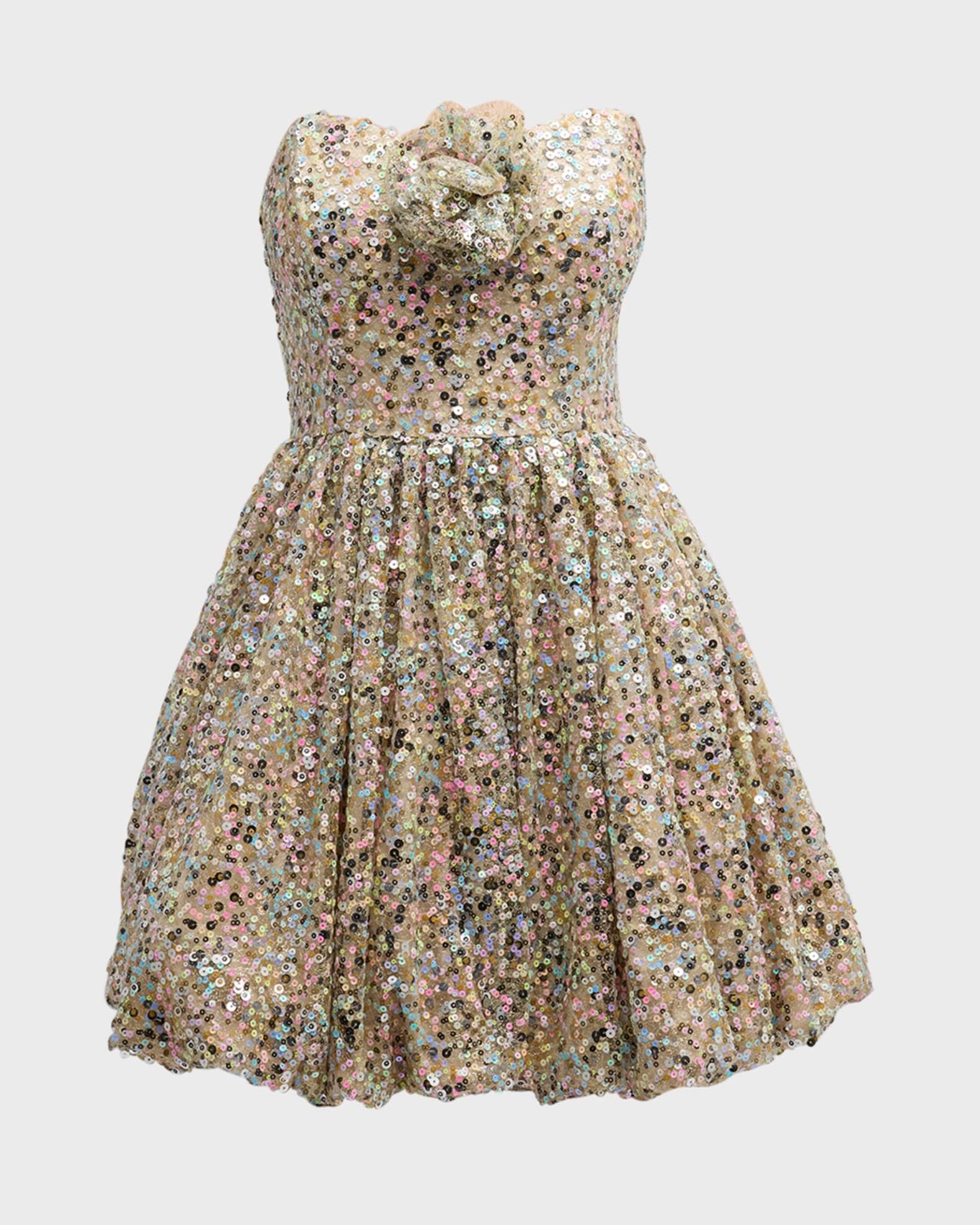 Sequin Fit-&-Flare Sweetheart Mini Dress Product Image