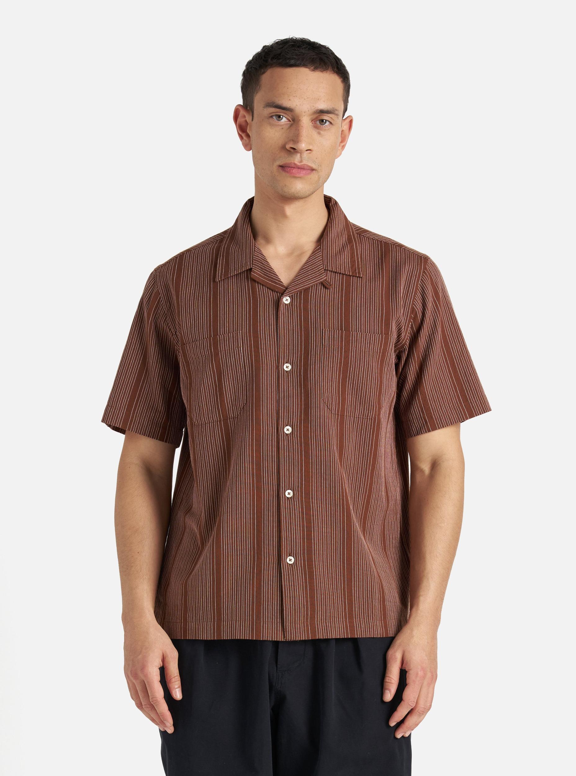 Universal Works Sal Road Shirt in Brown Kantha Stripe Product Image