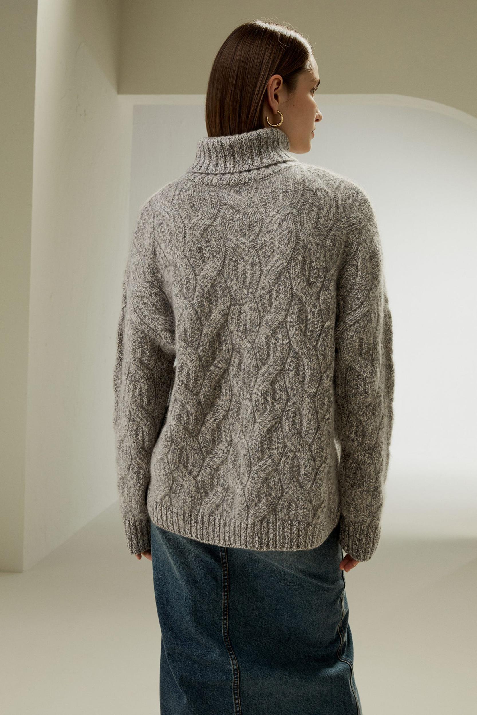 Cable-Knit Cashmere Turtleneck Sweater Product Image