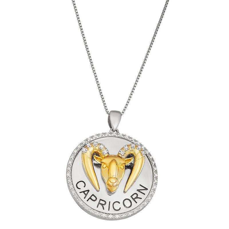 Jewelexcess 1/6 Carat T.W. Diamond Two-Tone Sterling Silver Zodiac Pendant Necklace, Women's,  Product Image