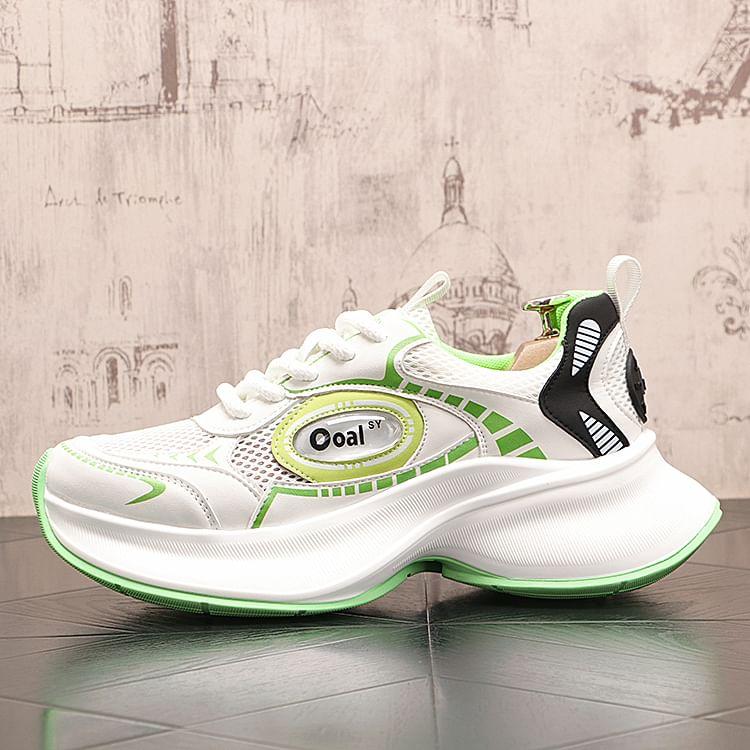 Platform Mesh Panel Lace-Up Sneakers Product Image