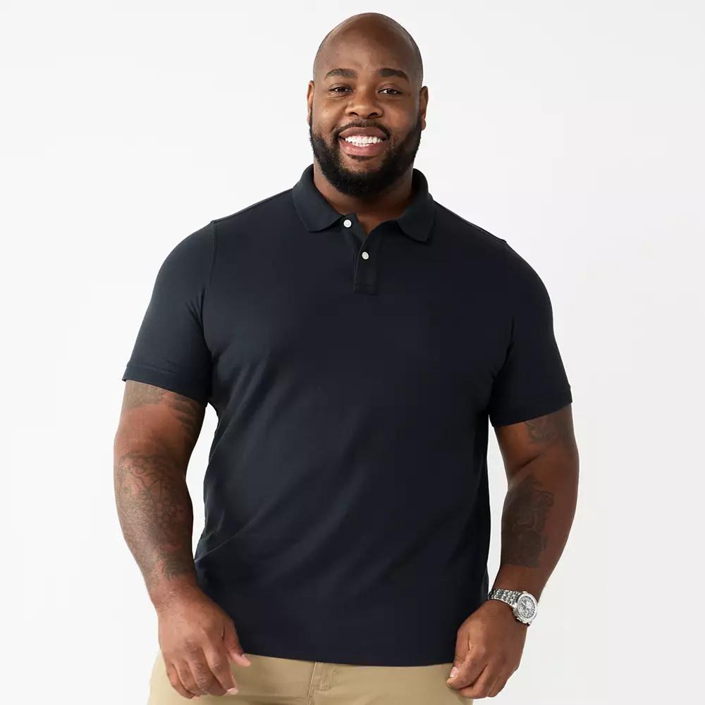Big & Tall Sonoma Goods For Life® Pique Polo, Men's, Size: Medium Tall, Black Black Product Image