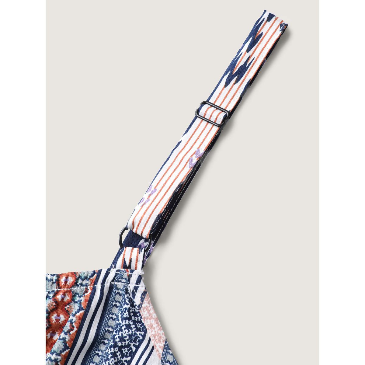 Plus Size Indigo Boho Stripes Stretchy Waist Jumpsuit Women Boho Sleeveless Non Vacation Loose Jumpsuits BloomChic 10/M Product Image