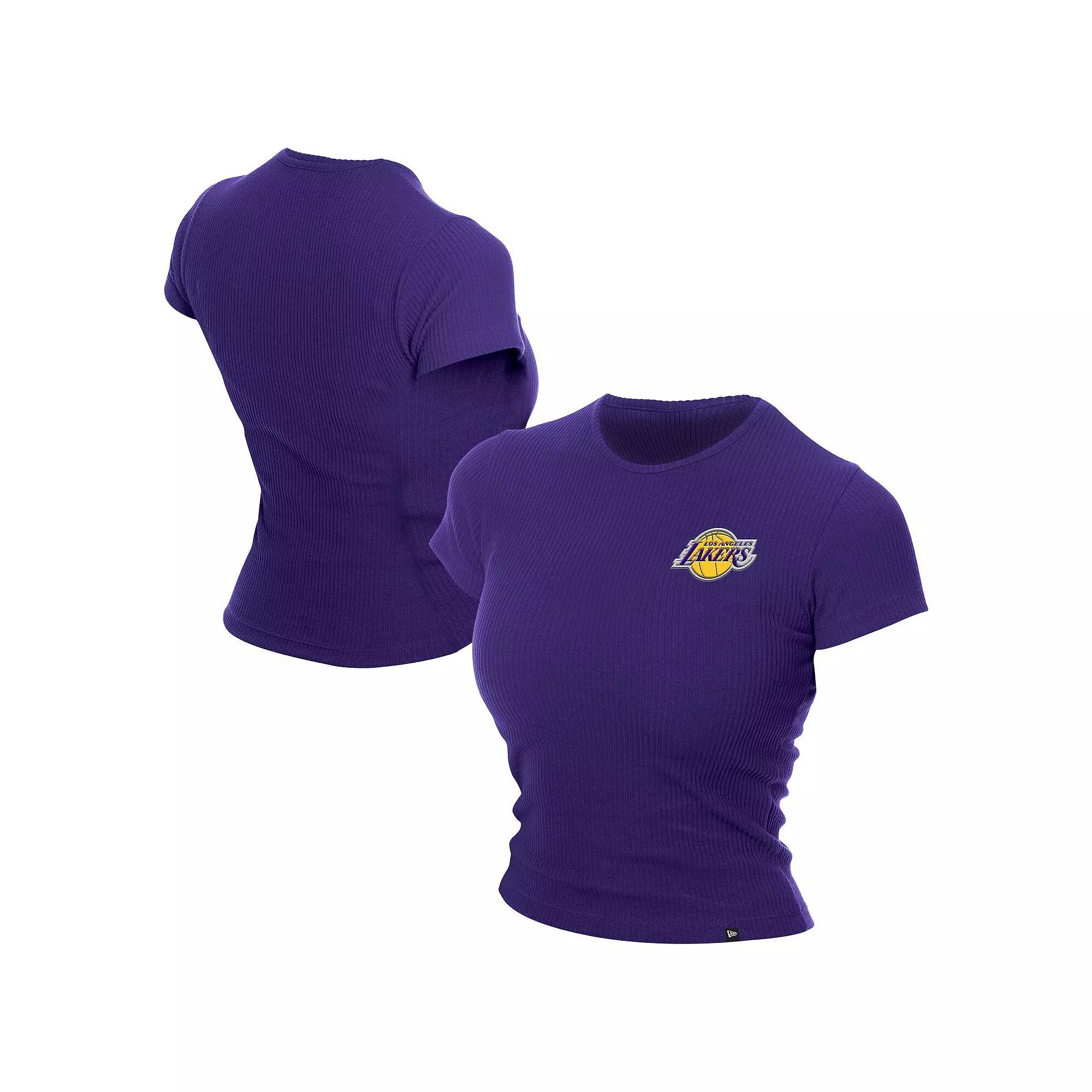 Women's New Era  Purple Los Angeles Lakers Leisure Collection Baby Doll Cropped T-Shirt, Size: XL Product Image