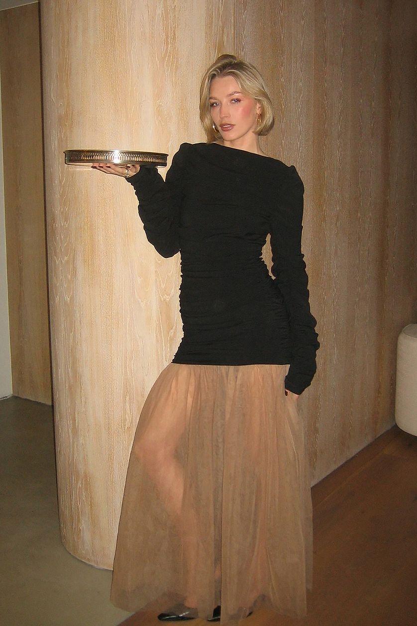 V-neck Tulle Maxi Dress Product Image