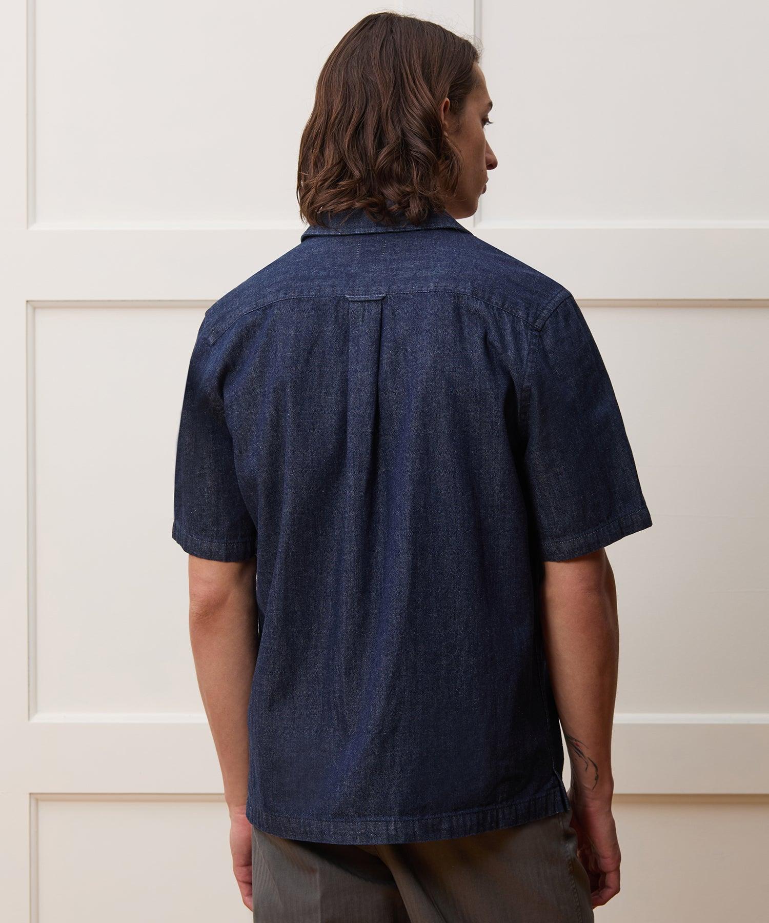 Relaxed Denim Camp Collar Shirt Product Image