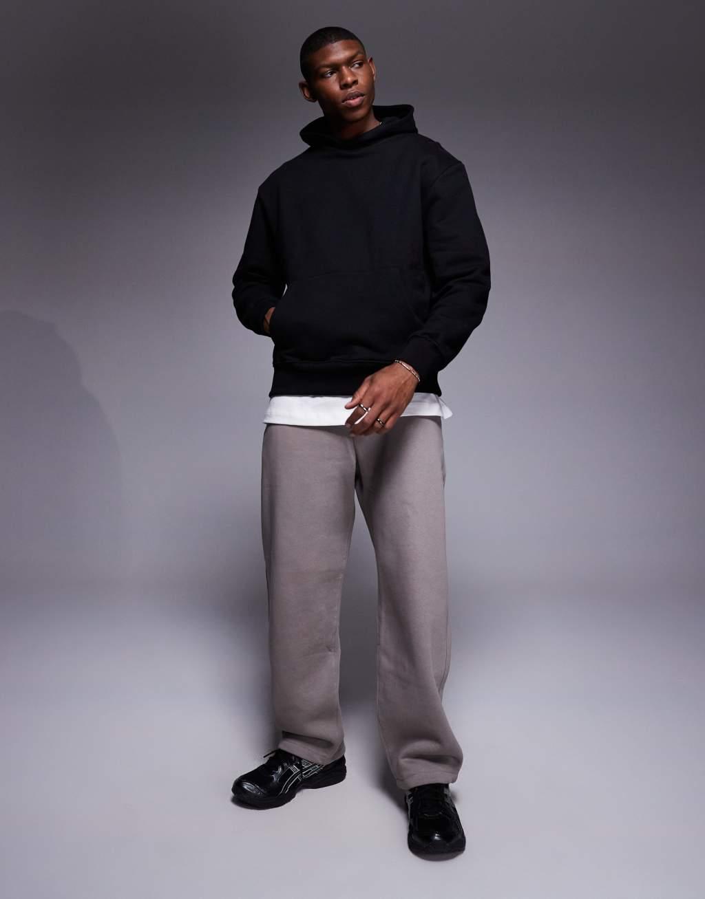 ASOS DESIGN premium heavyweight oversized hoodie in black Product Image