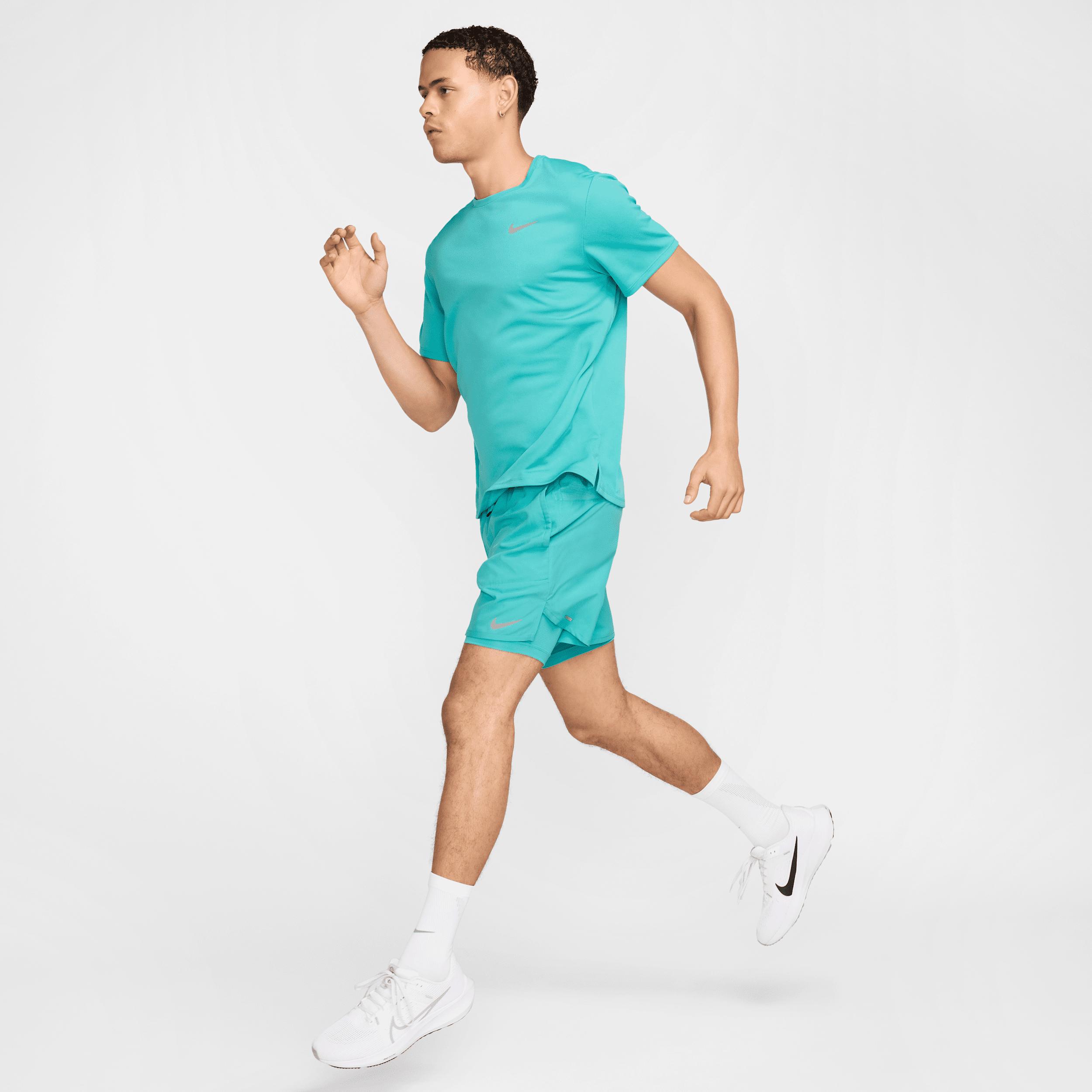 Nike Mens Miler Dri-FIT UV Short-Sleeve Running Top | DV9315-345 Product Image