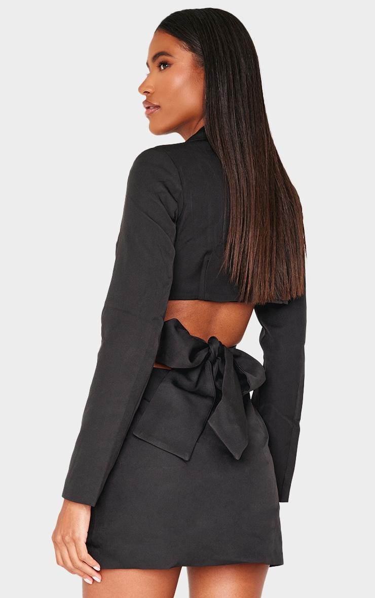 Black Woven Cut Out Tie Back Blazer Dress Product Image
