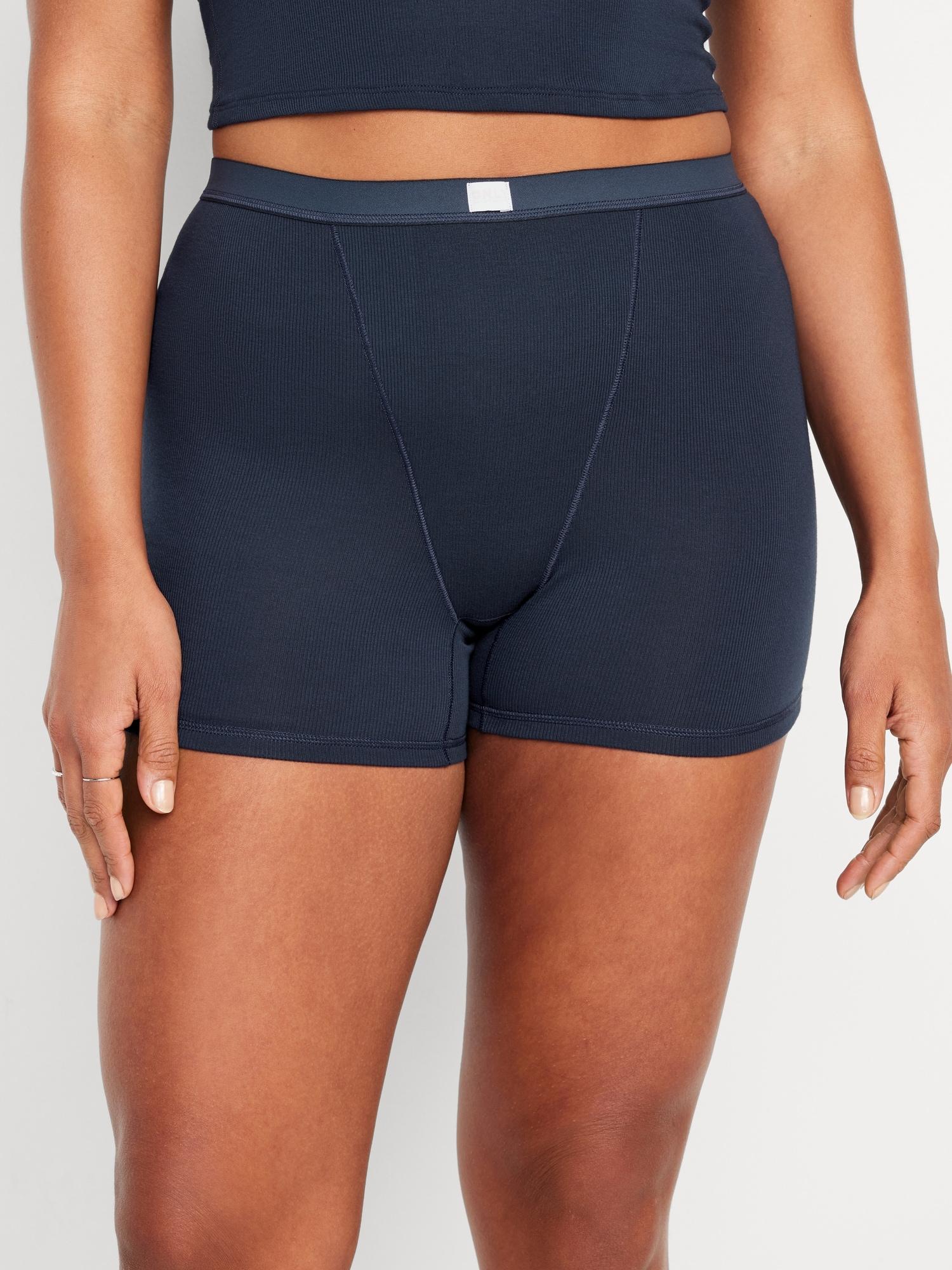 High-Waisted Ribbed Boyshort Briefs -- 3-inch inseam Product Image