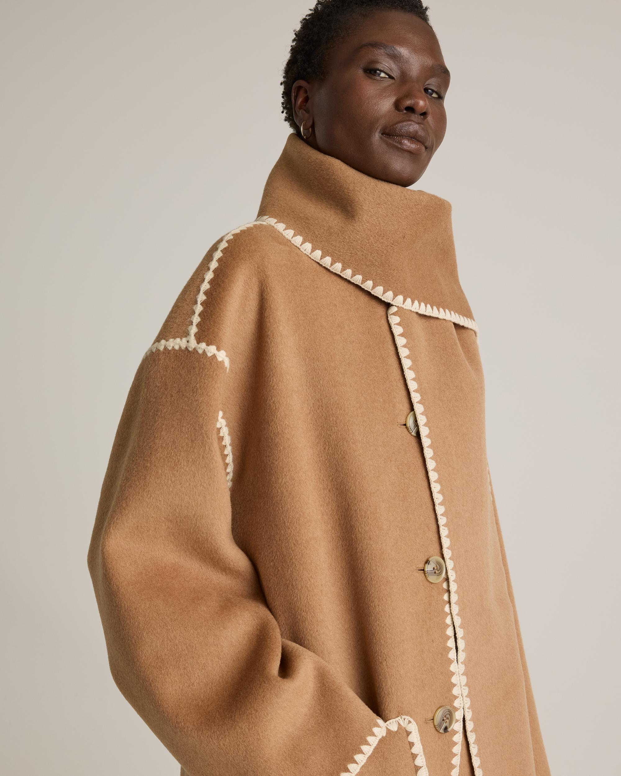 Quince | Women's Double-Faced Merino Wool Scarf Coat Size XL Product Image