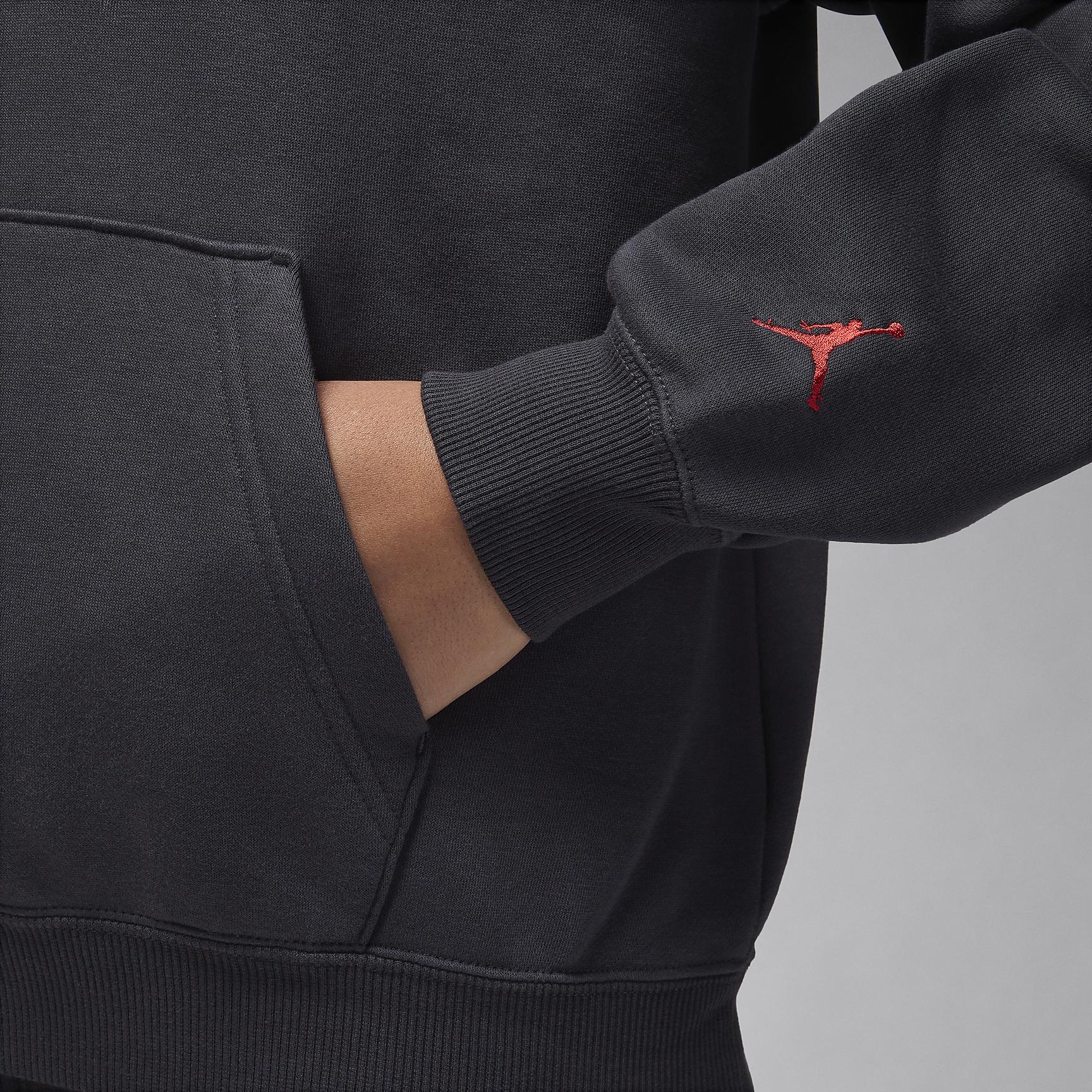 Jordan Womens Jordan Brooklyn Fleece Pullover 24 Gel - Womens Off Noir/Gym Red Product Image