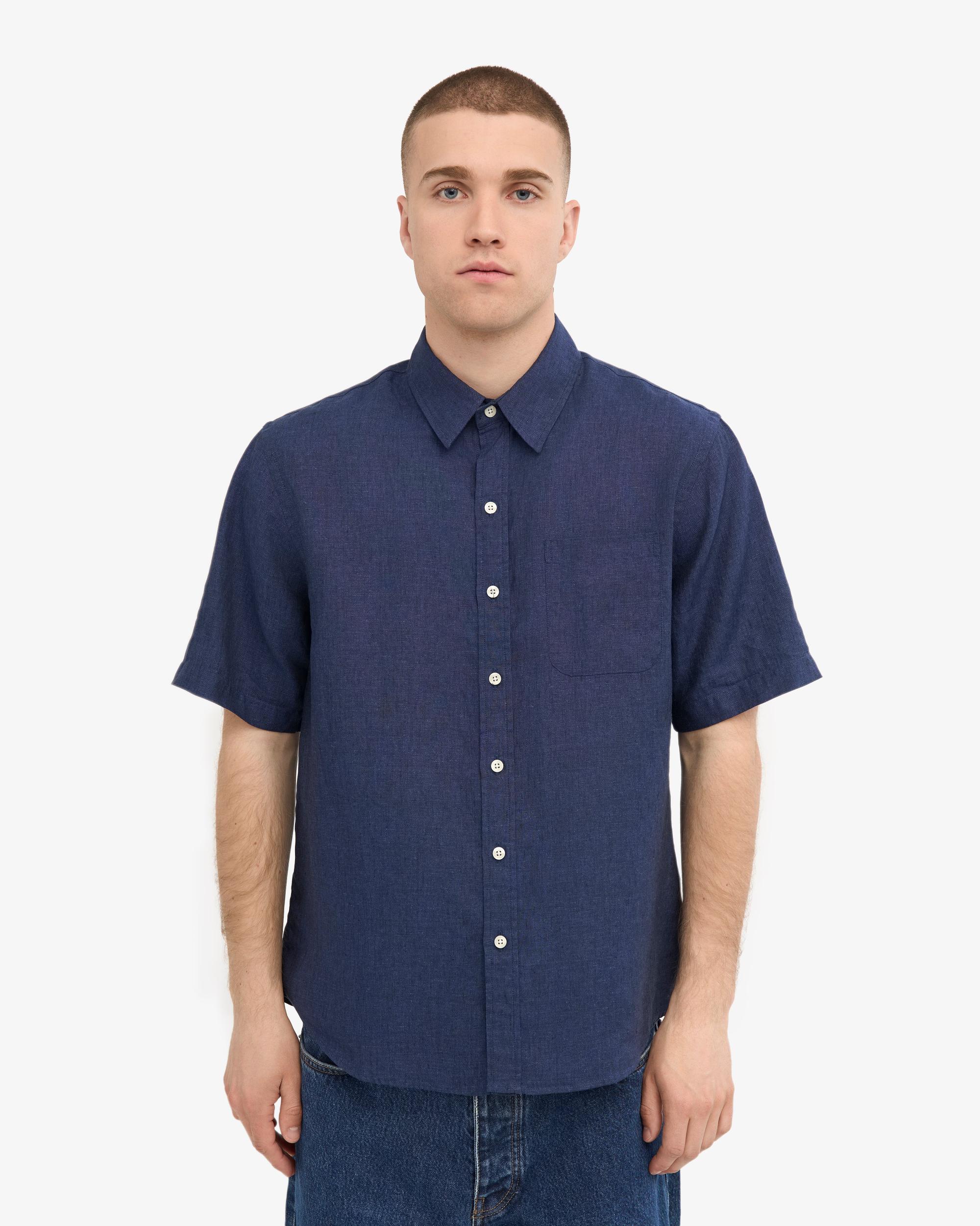 Linen SS Shirt - Petrol Blue Product Image