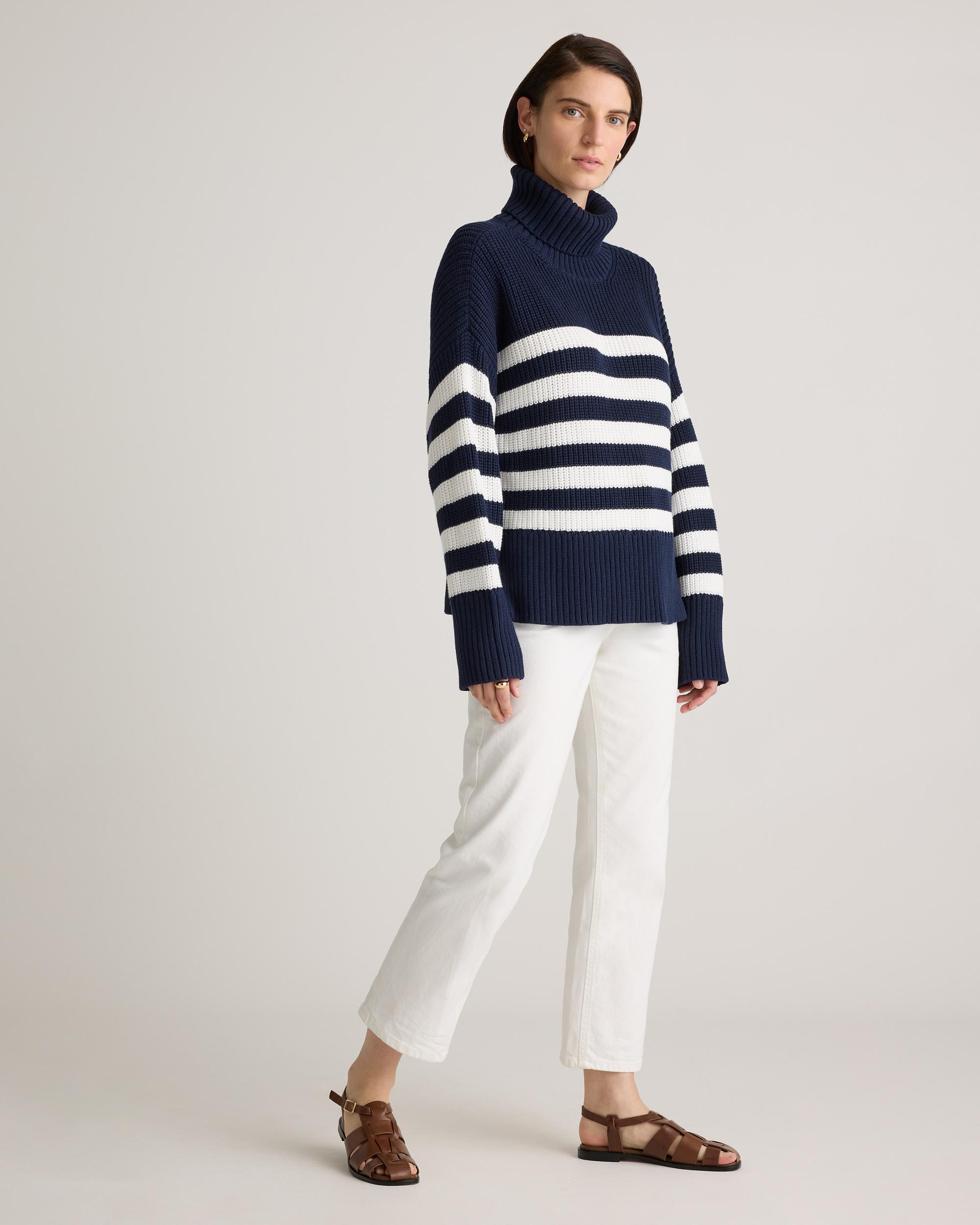 Quince | Women's Split Hem Turtleneck Sweater Organic Cotton Product Image