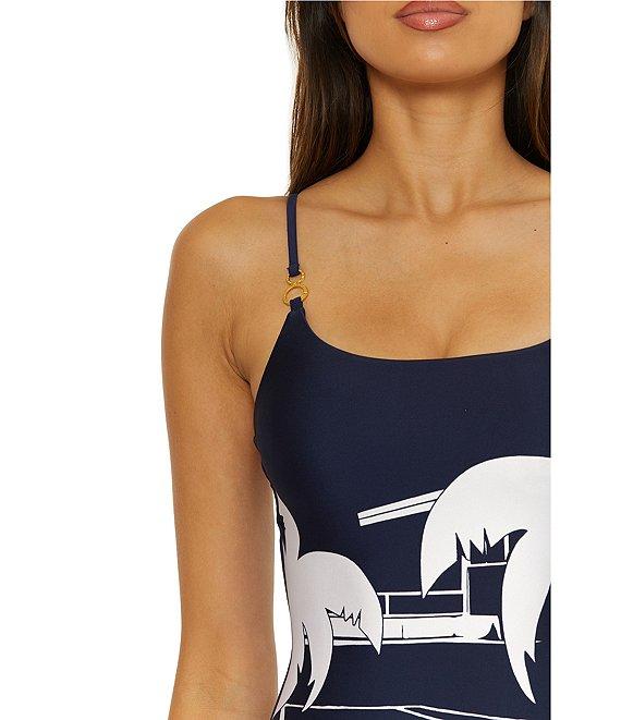 Trina Turk Trina Tennis Scenic Print Square Neck One Piece Swimsuit Product Image
