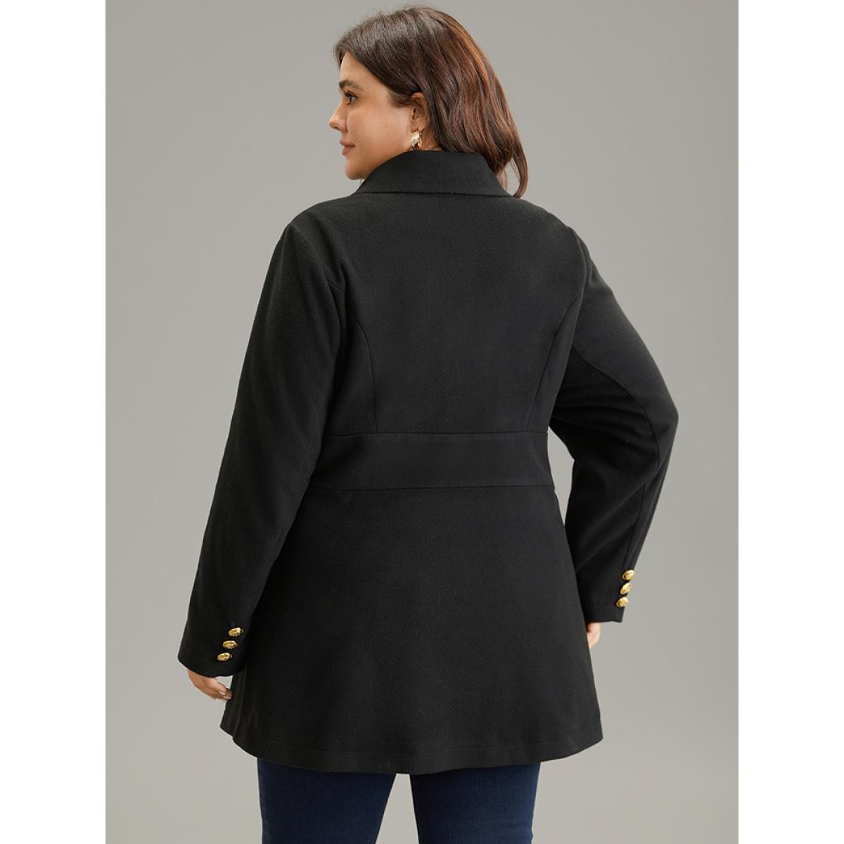 Plus Size Plain Metal Detail Pocket Coat Women Black Elegant Lined Ladies Everyday Winter Coats BloomChic 28/5X Product Image