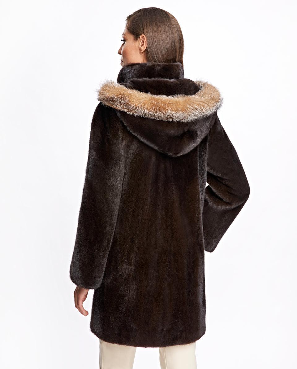 Mink Coat with Fox Trimmed Hood Product Image