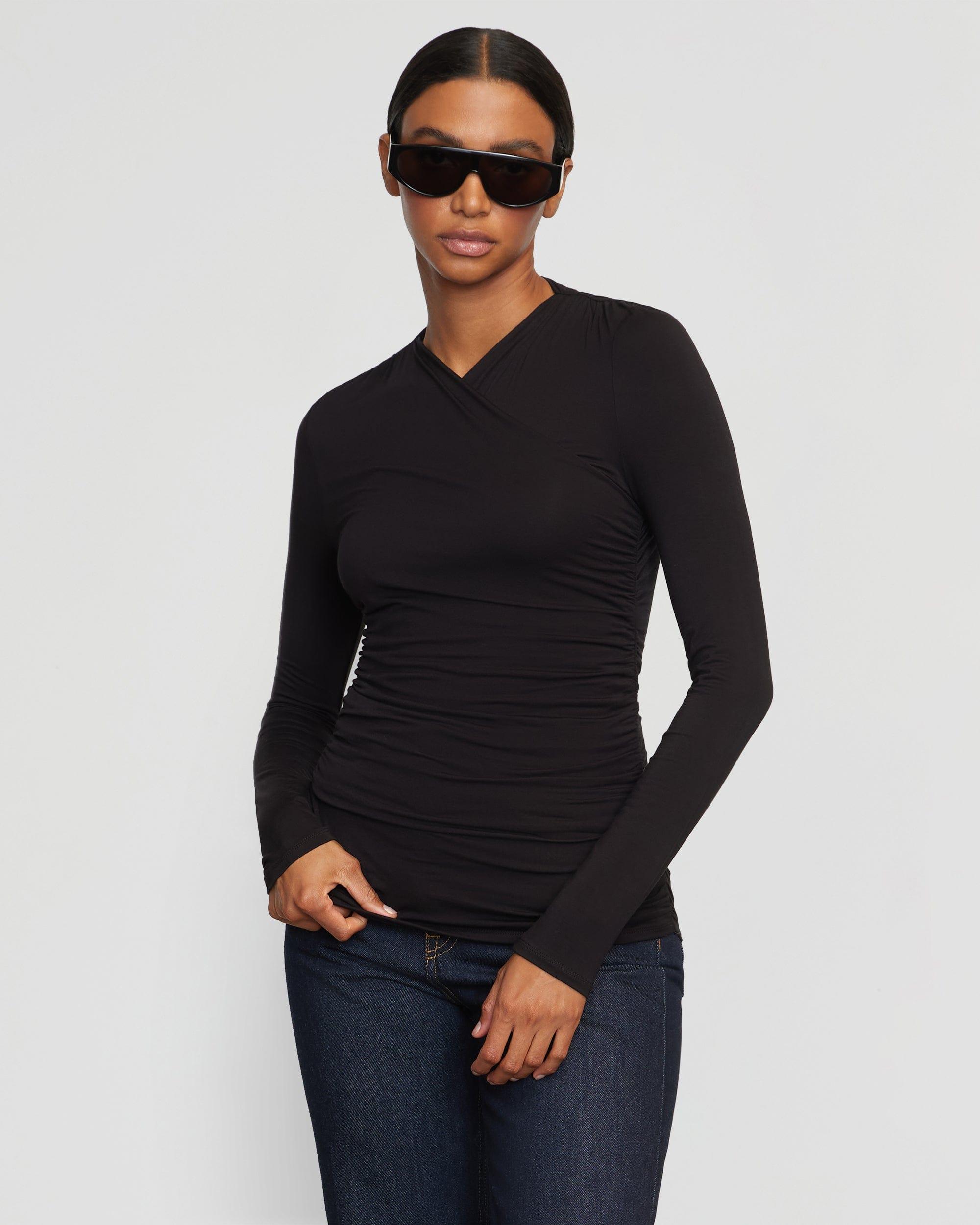 Lilou Wrap-Neck Long-Sleeve Tee Product Image