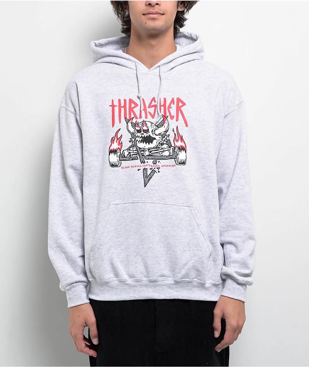 Thrasher x Toy Machine Monster Gram Heather Grey Hoodie Product Image