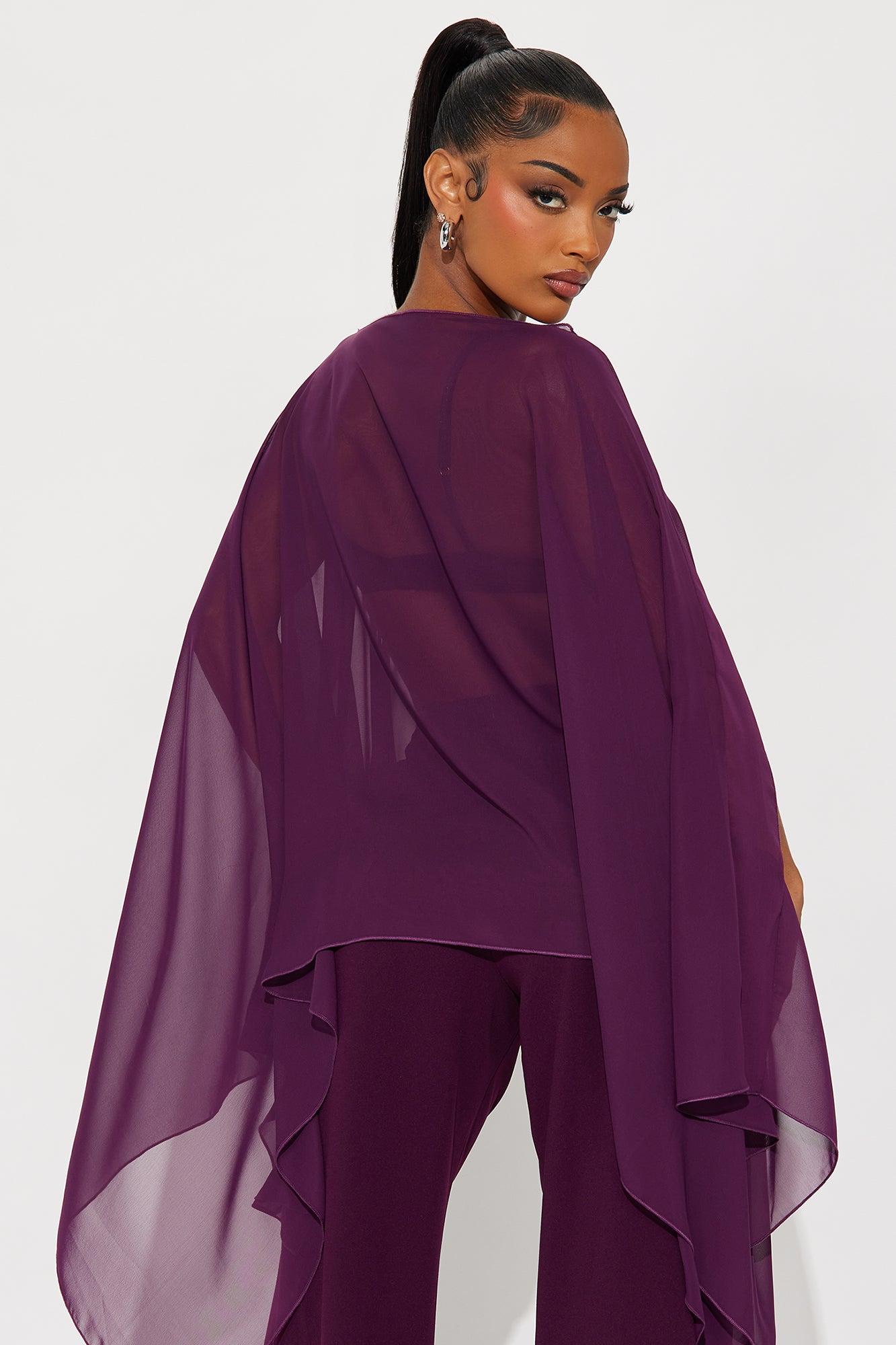 Get In Line Long Chiffon Kimono Top - Plum Female Product Image