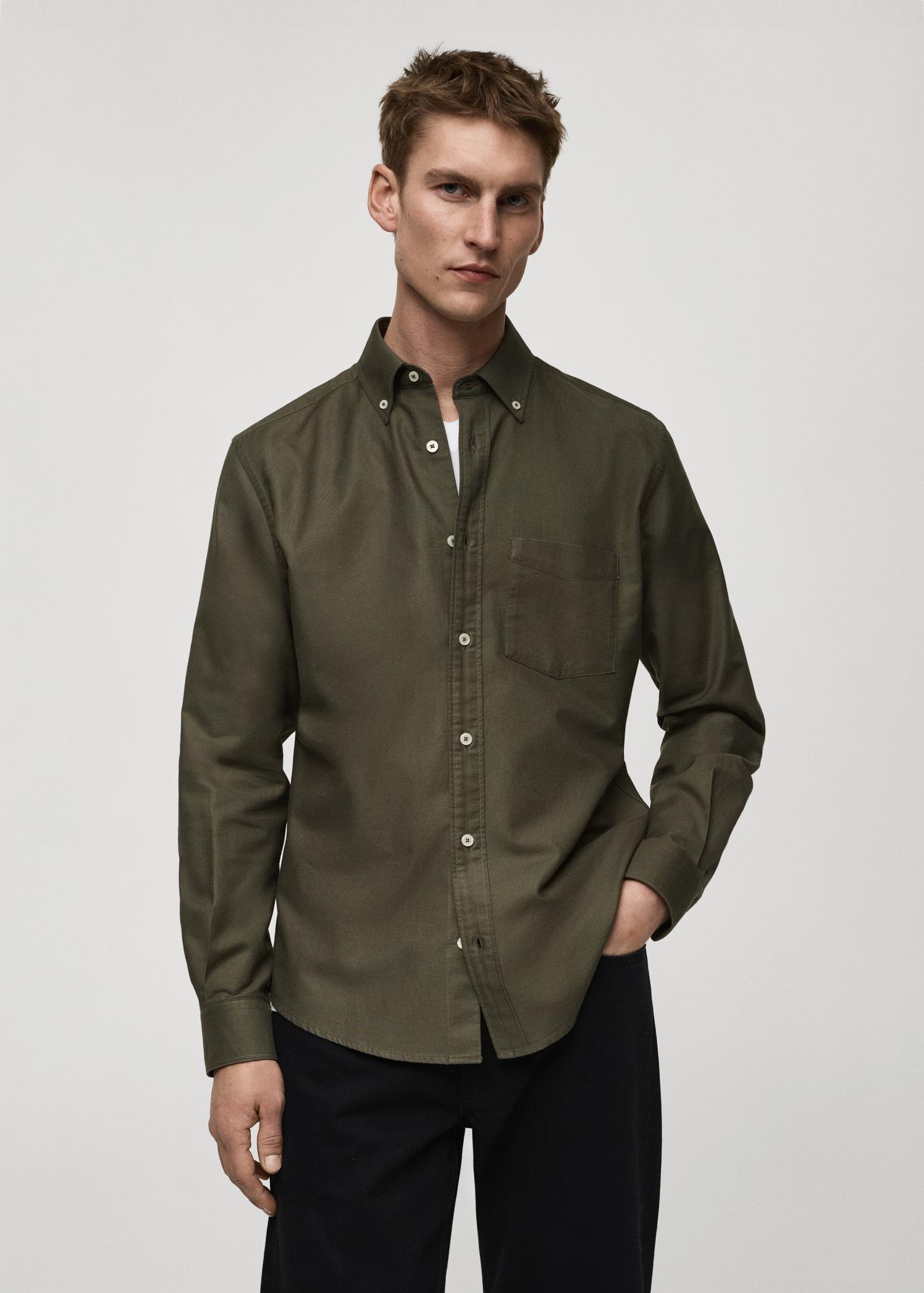 100% cotton Oxford shirt - Men | MANGO USA Product Image