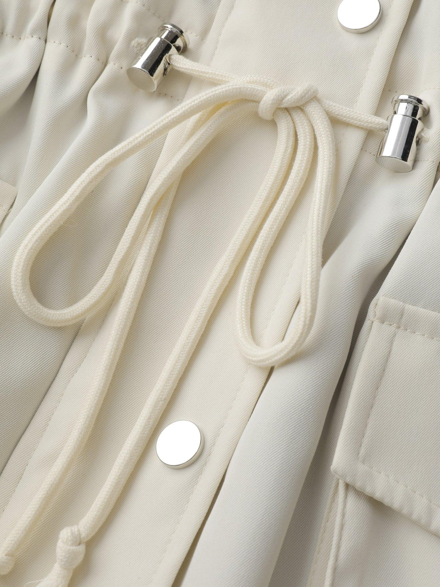 Fur Collar Adjustable Drawstring Quilted Jacket Female Product Image