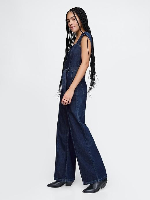 Belted Denim Jumpsuit Product Image