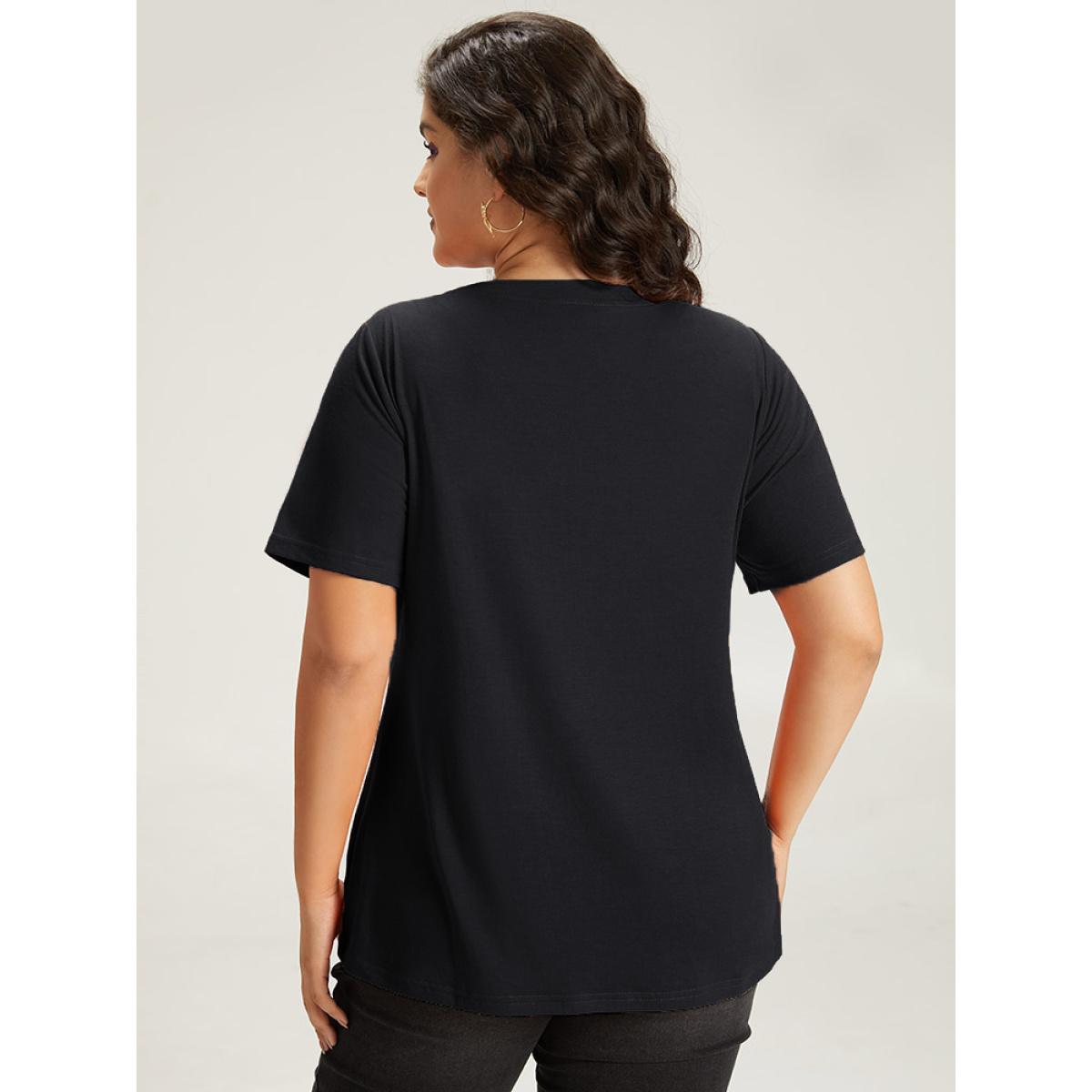 Plus Size Halloween Print Crew Neck T-shirt Black Women Casual Printed Halloween Festival-Halloween T-shirts BloomChic 14-16/1X Product Image