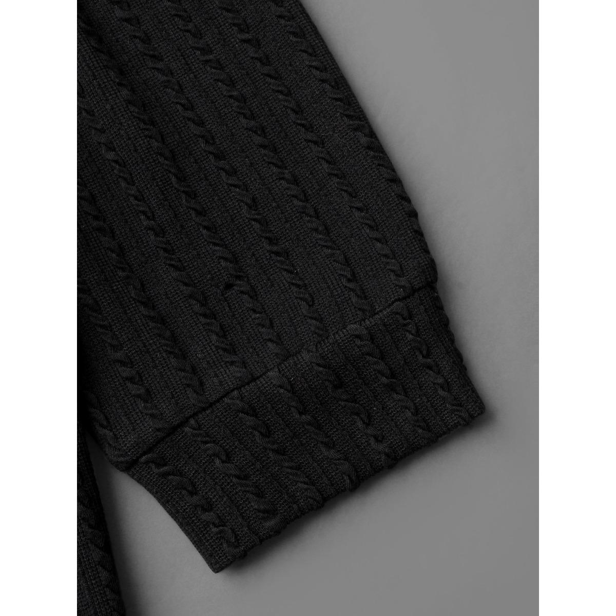 Plus Size One Shoulder Plain Textured Dress Black Women Casual Texture Knit Dresses Bloomchic 12/L Product Image