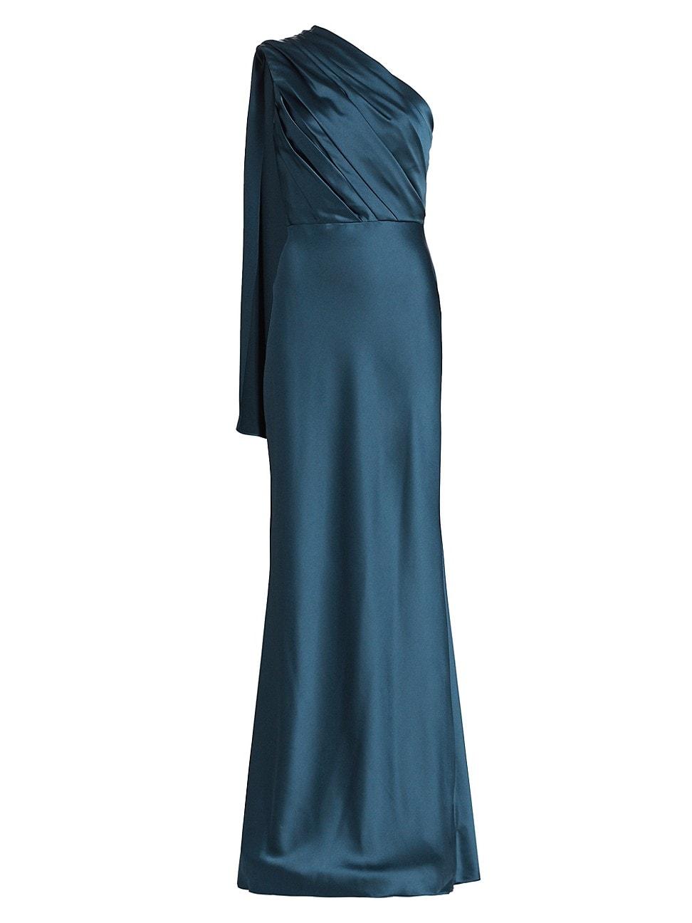 Womens Satin Draped One-Shoulder Gown Size 0 Product Image