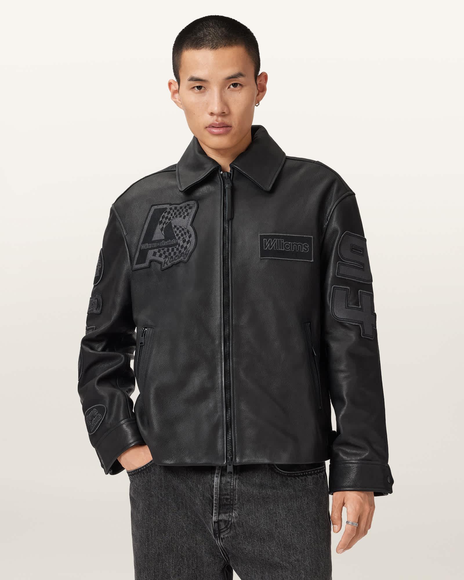 Williams X AllSaints Garrison Leather Jacket Black | ALLSAINTS US Product Image