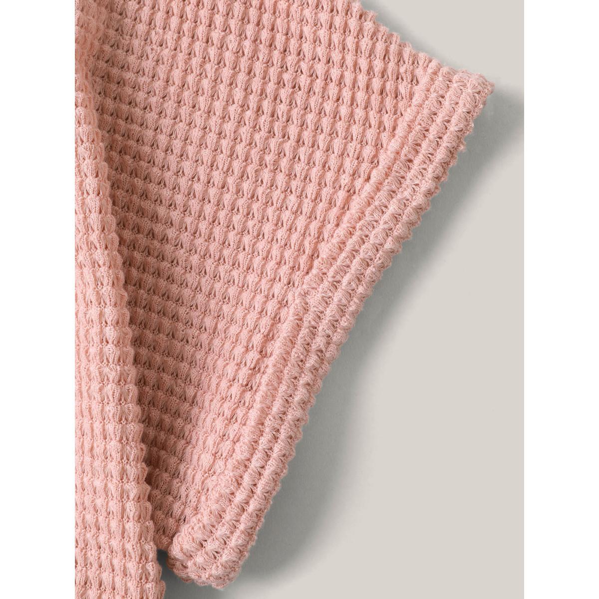 Plus Size Stretchy Hem Twist Textured Plain T-Shirt Nudepink Women Leisure Twist Round Neck Casual T-shirts BloomChic 18-20/2X Product Image