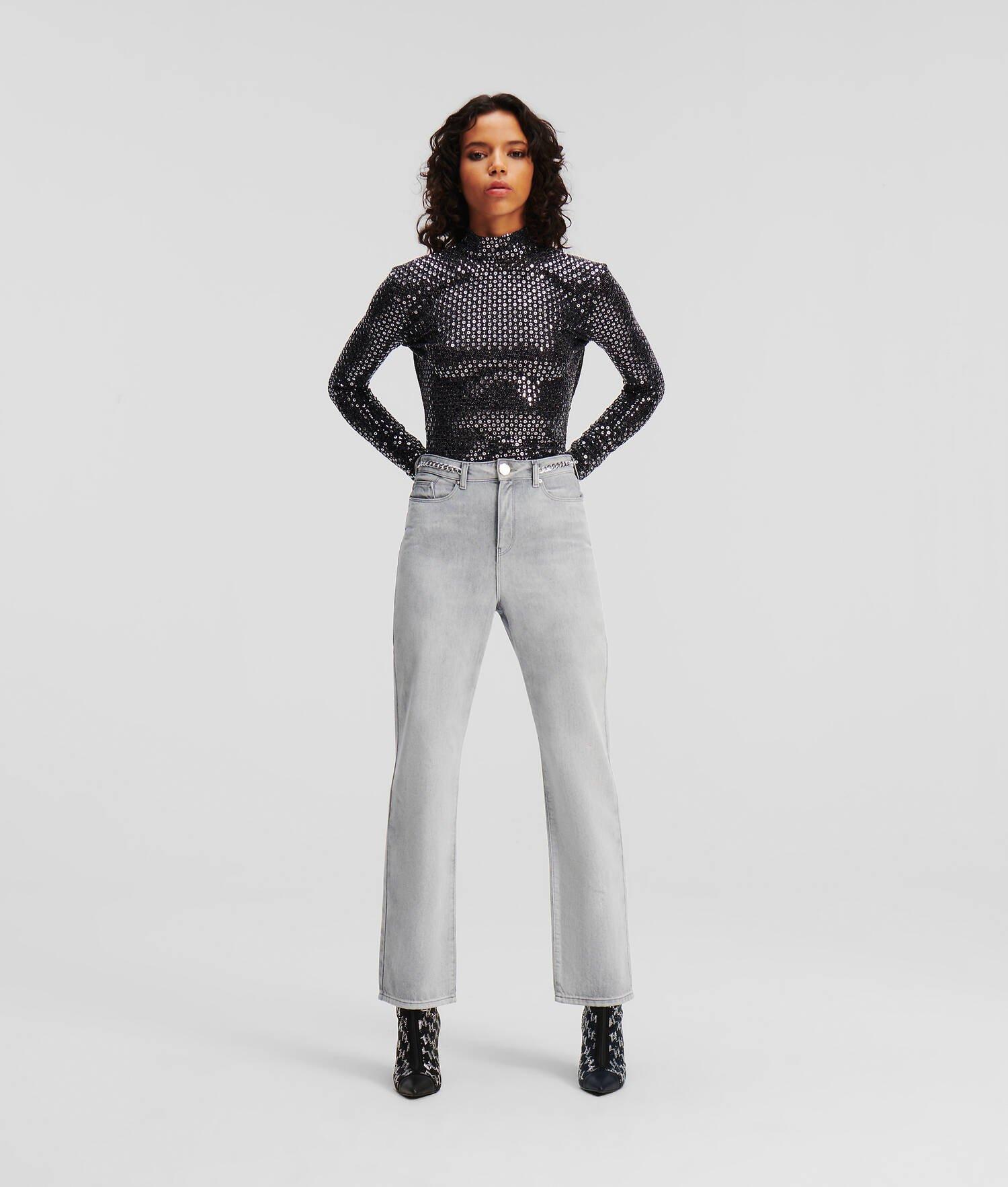 CHAIN DETAIL STRAIGHT JEANS Product Image