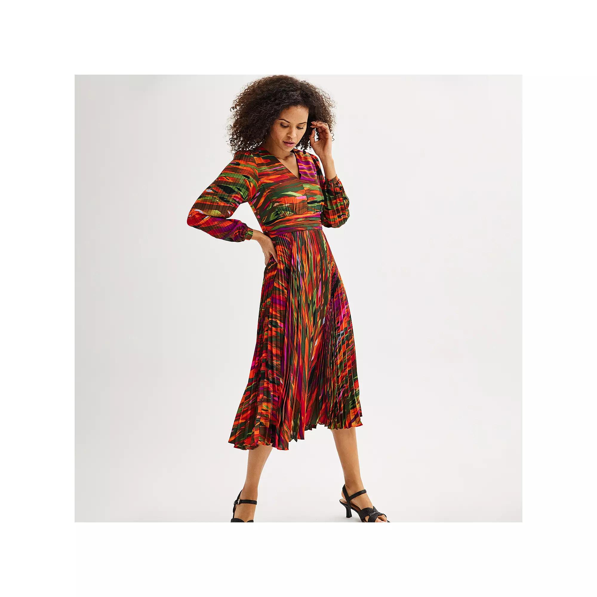 Women's Nanette Lepore Printed Pleated Maxi Dress, Size: 6, Green Print Product Image