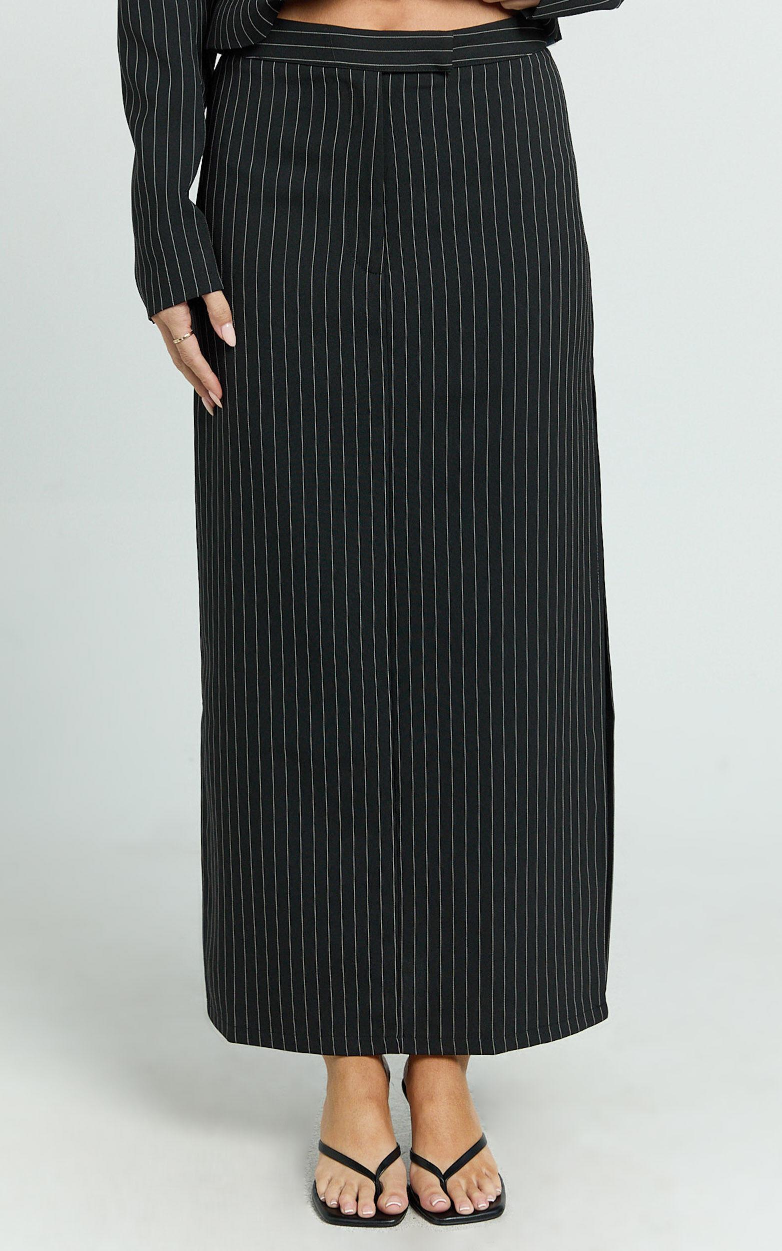 Lioness - Luna Maxi Skirt in Onyx Pinstripe Product Image