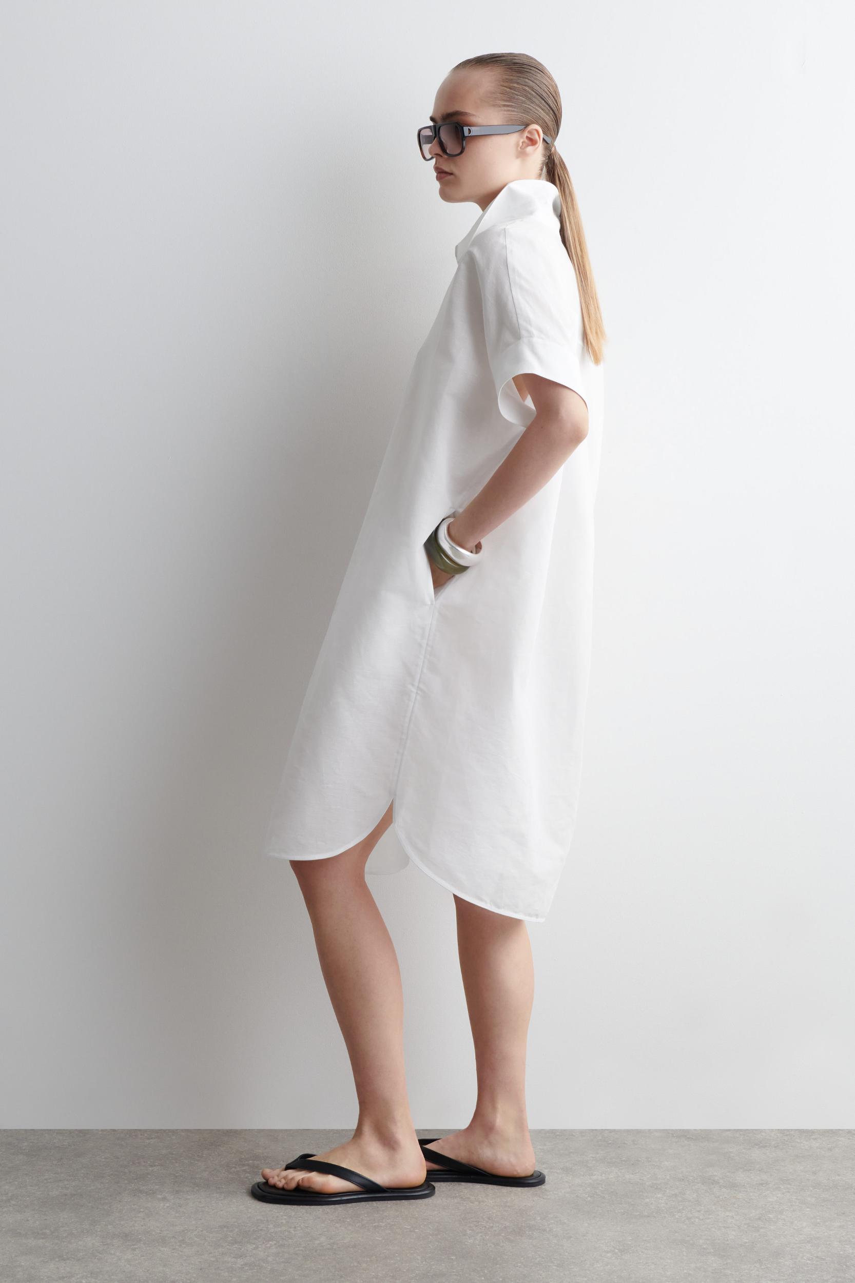 ROUNDED LINEN-COTTON SHIRT DRESS Product Image