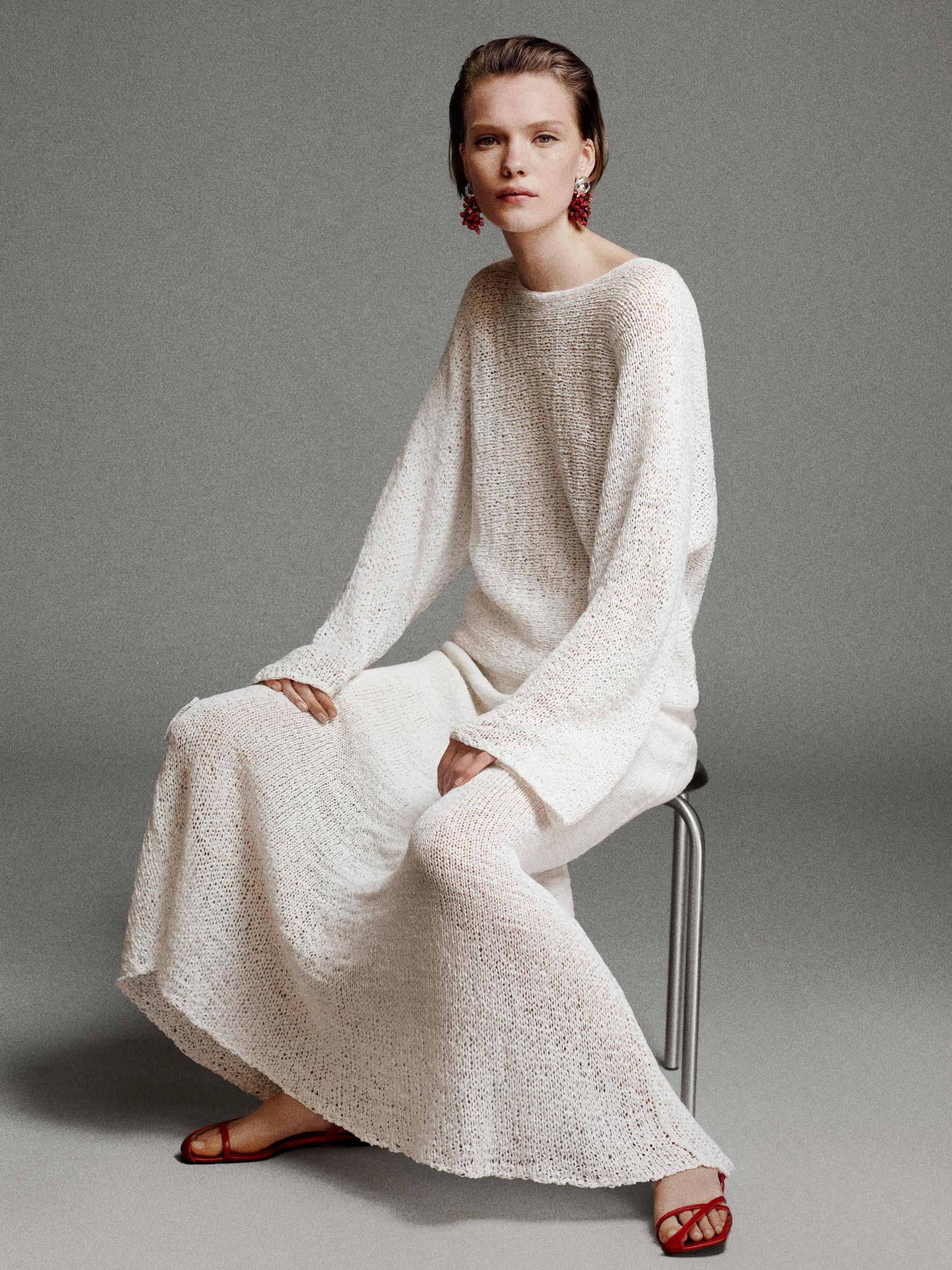 Cotton blend knit midi skirt Product Image