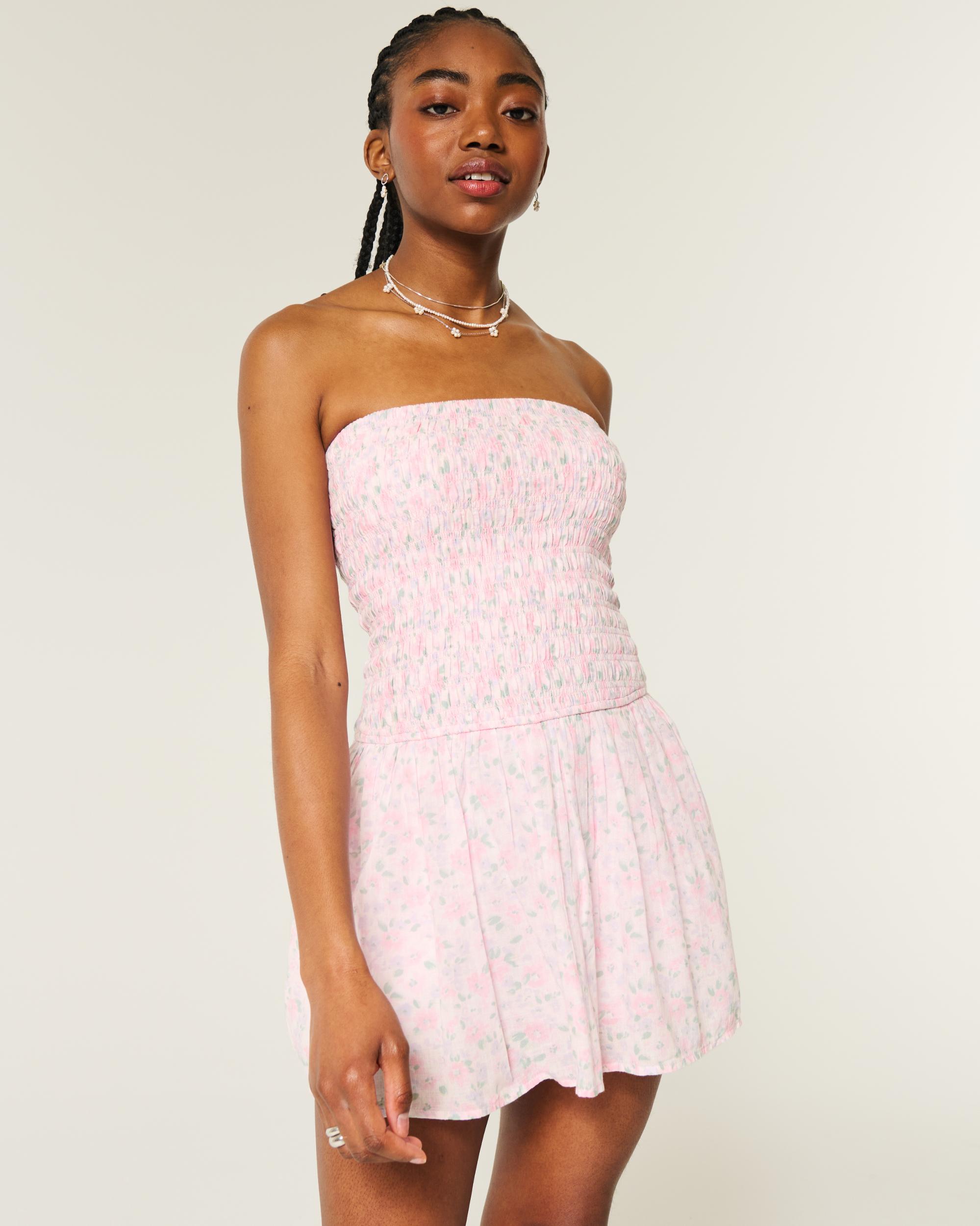 Strapless Smocked Bodice Mini Dress Product Image