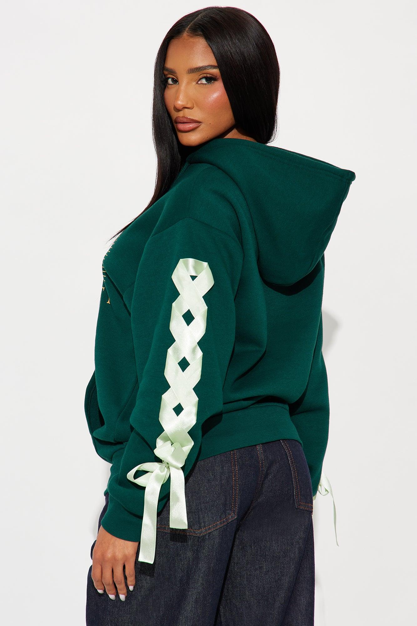 Wicked Emerald City Fleece Hoodie - Hunter Green Female Product Image
