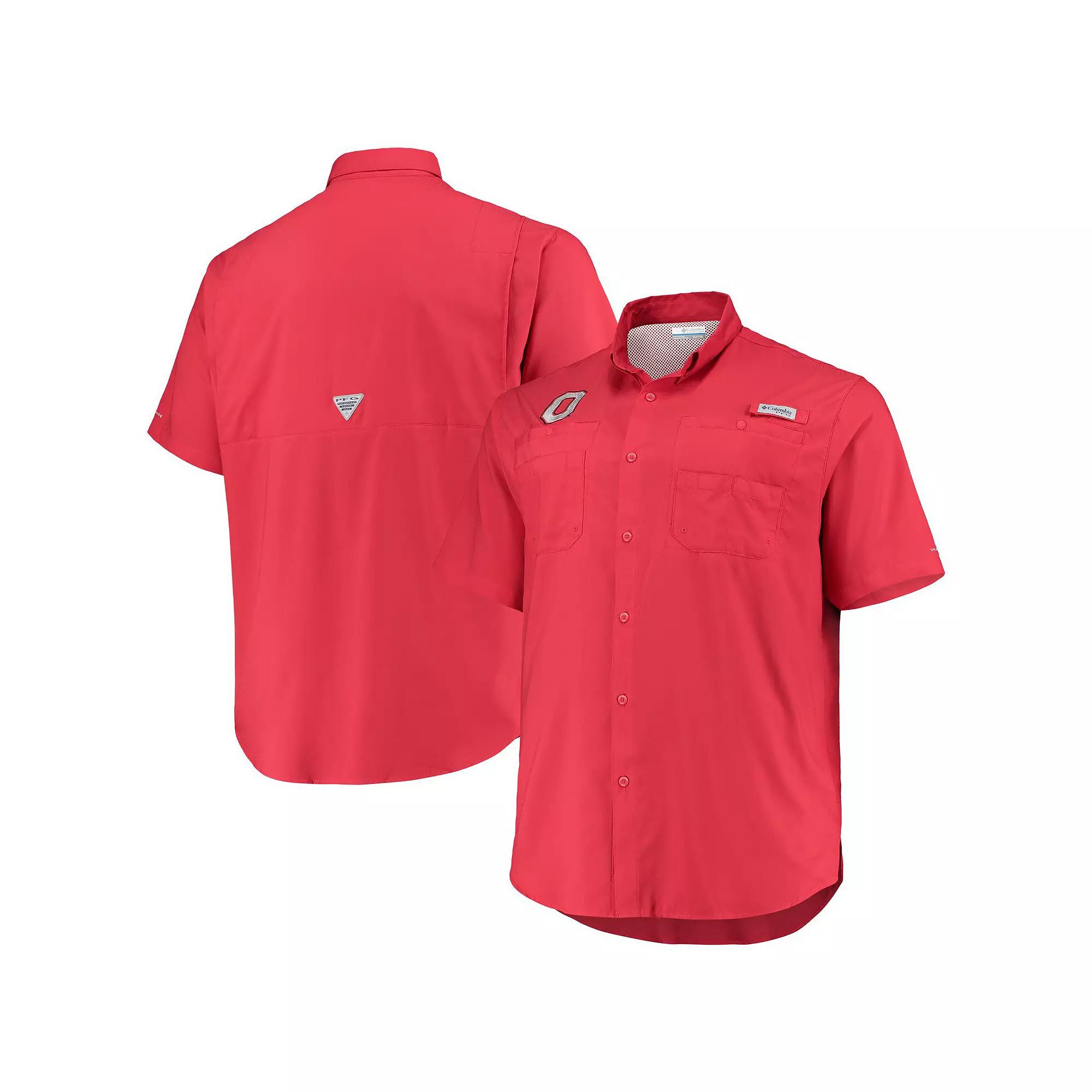 Men's Columbia Scarlet Ohio State Buckeyes Big & Tall Tamiami Omni-Shade Button-Down Shirt,  Product Image