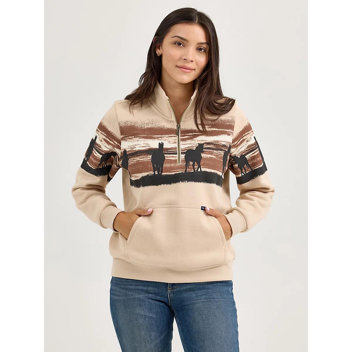 Women's Western Quarter Zip Sweatshirt | Women's JACKETS & OUTERWEAR | Wrangler® Product Image