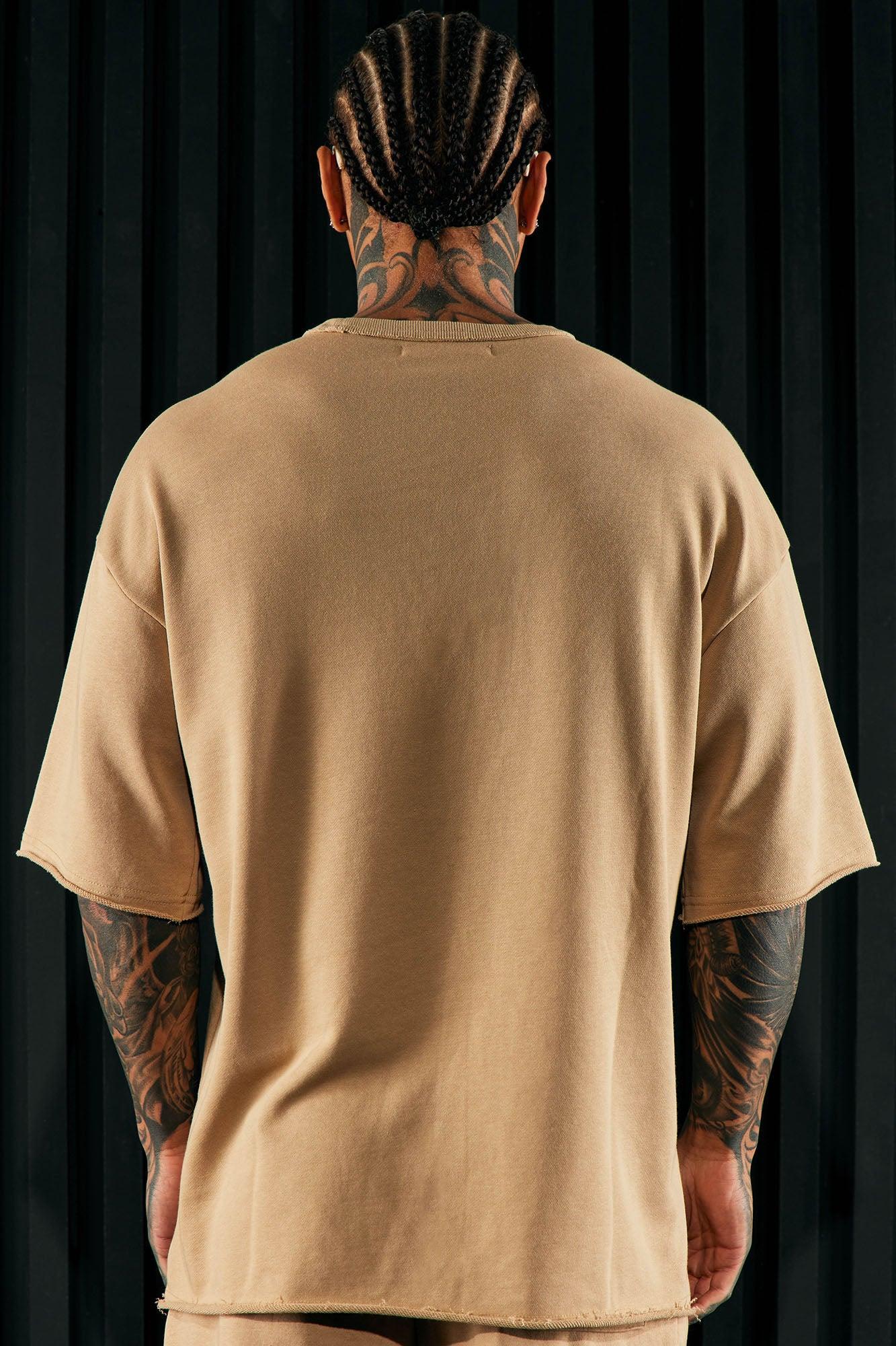 I Like How It Looks Oversized Terry Short Sleeve Tee - Tan Product Image