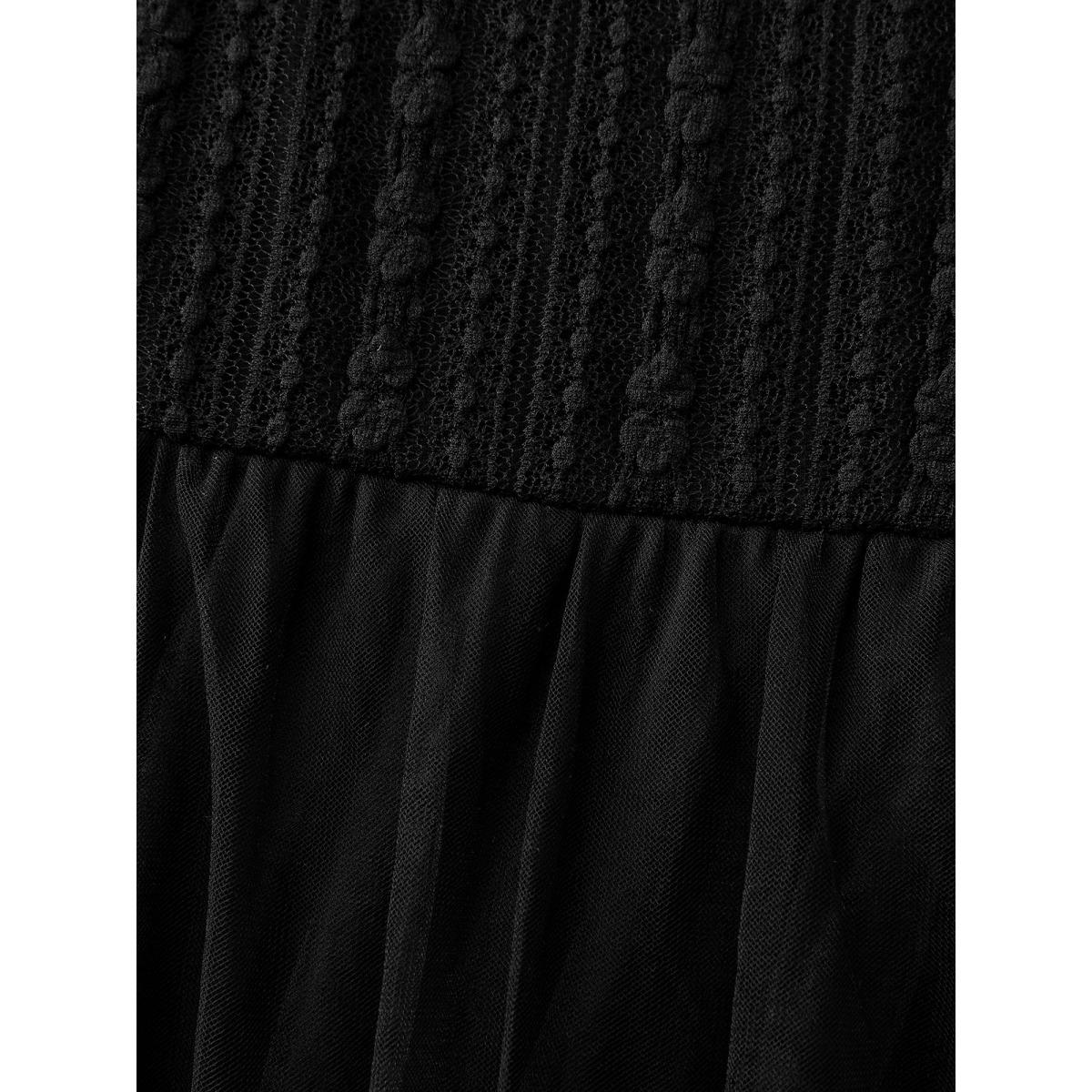 Plus Size Mock Neck Sheer Stretchy Midi Dress Black Women Party&Cocktail Stand-up collar Long Sleeve Curvy BloomChic 26/4X Product Image