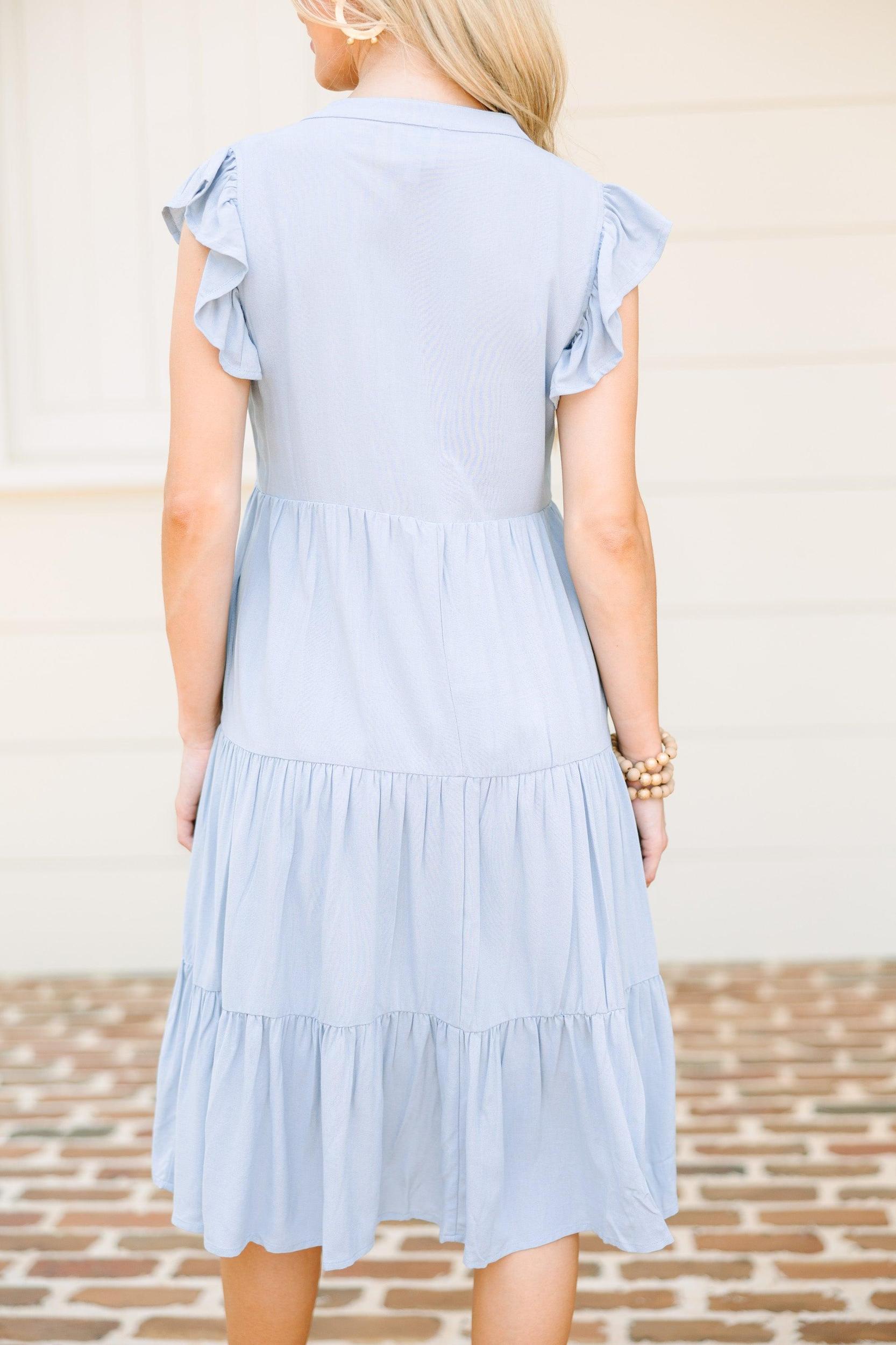 Make It Your Own Light Blue Tiered Dress Female Product Image