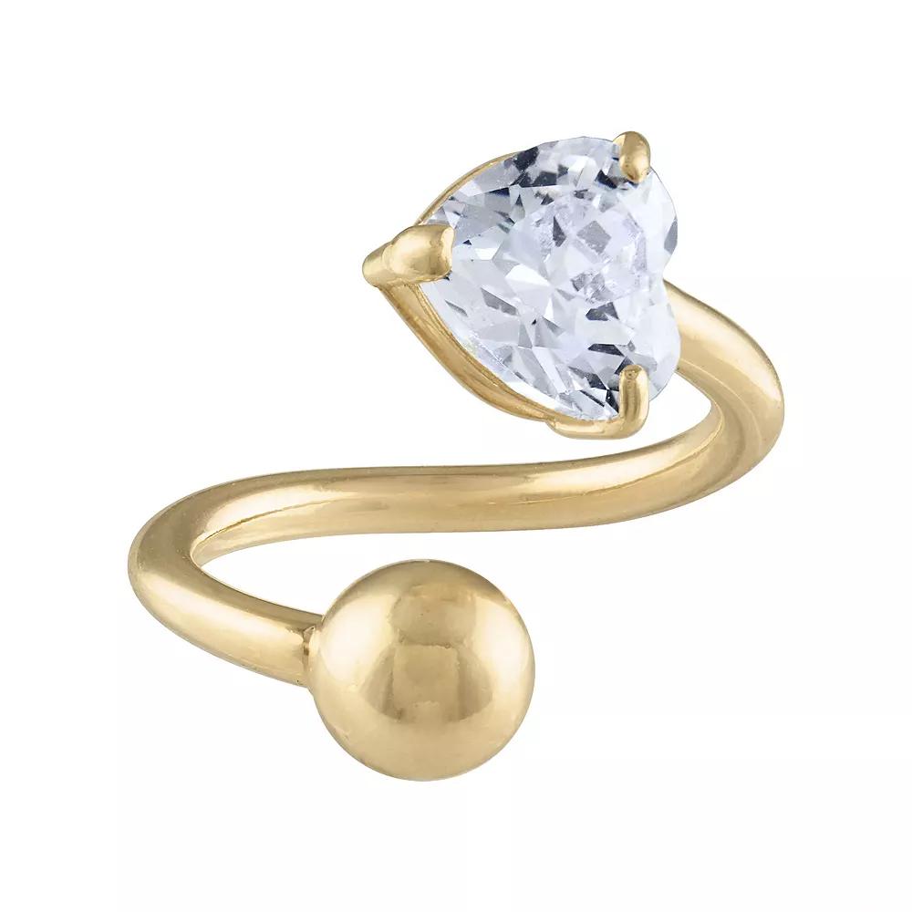 Amella Jewels 14k Gold Cubic Zirconia Heart Twisted Belly Ring, Women's Product Image
