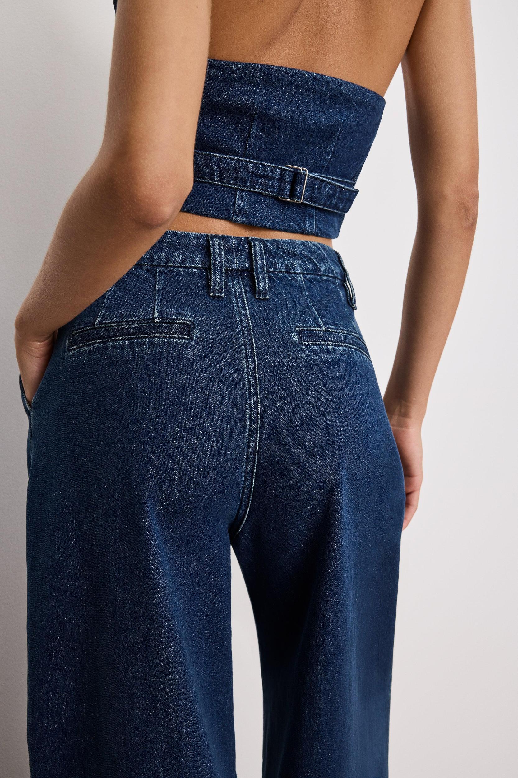 90S PLEATED  DENIM TROUSERS | INDIGO724 Product Image