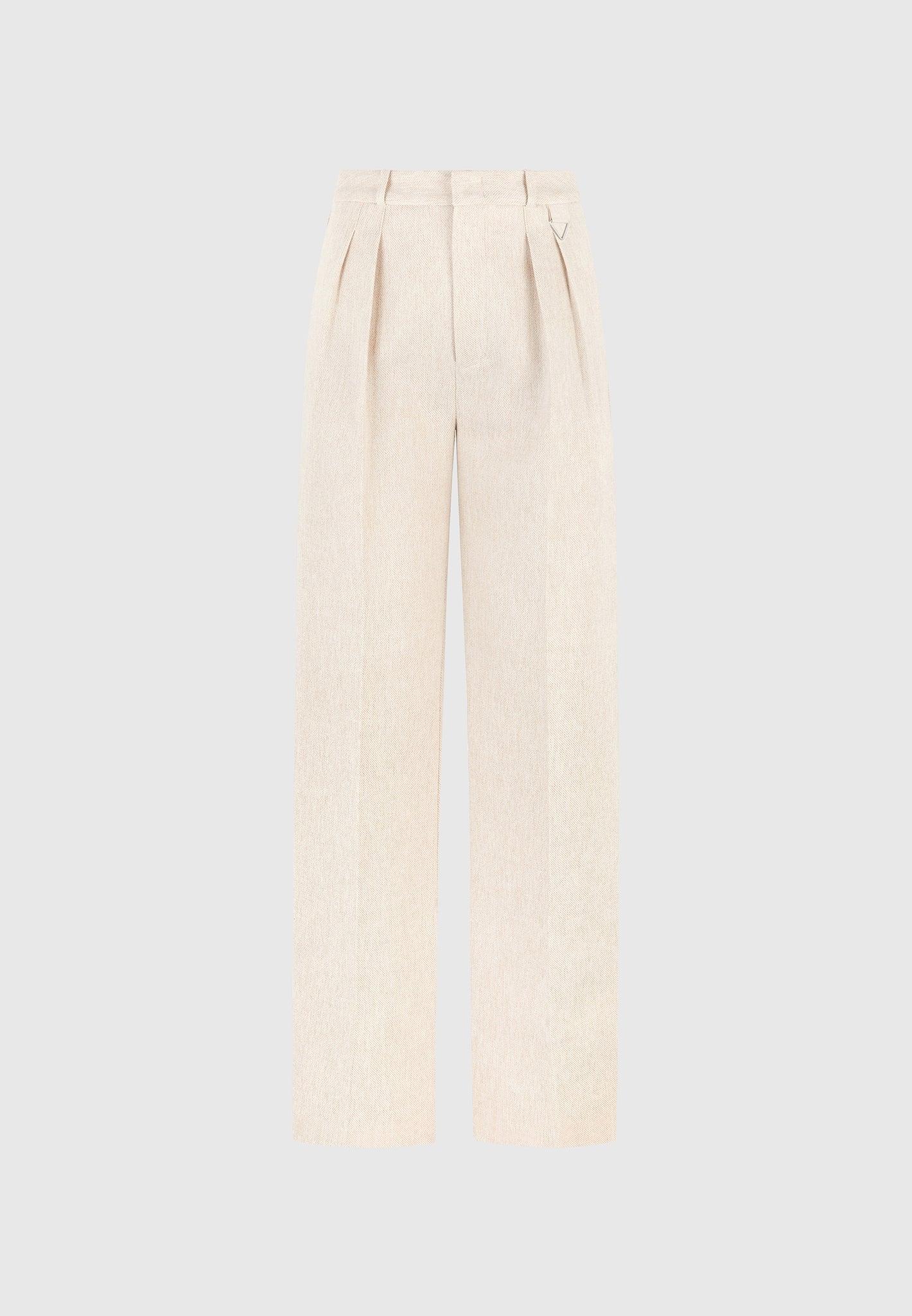 Julie - Linen Twin Pleat Trousers - Natural Female Product Image